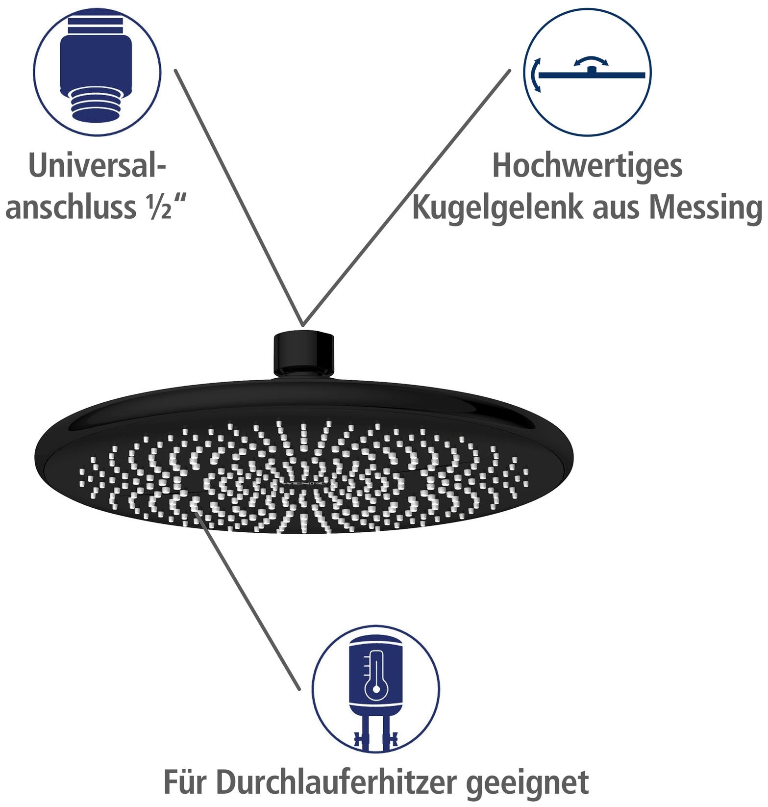 WENKO Regenduschkopf »Watersaving«, (1 tlg.), Ø 22,5 cm