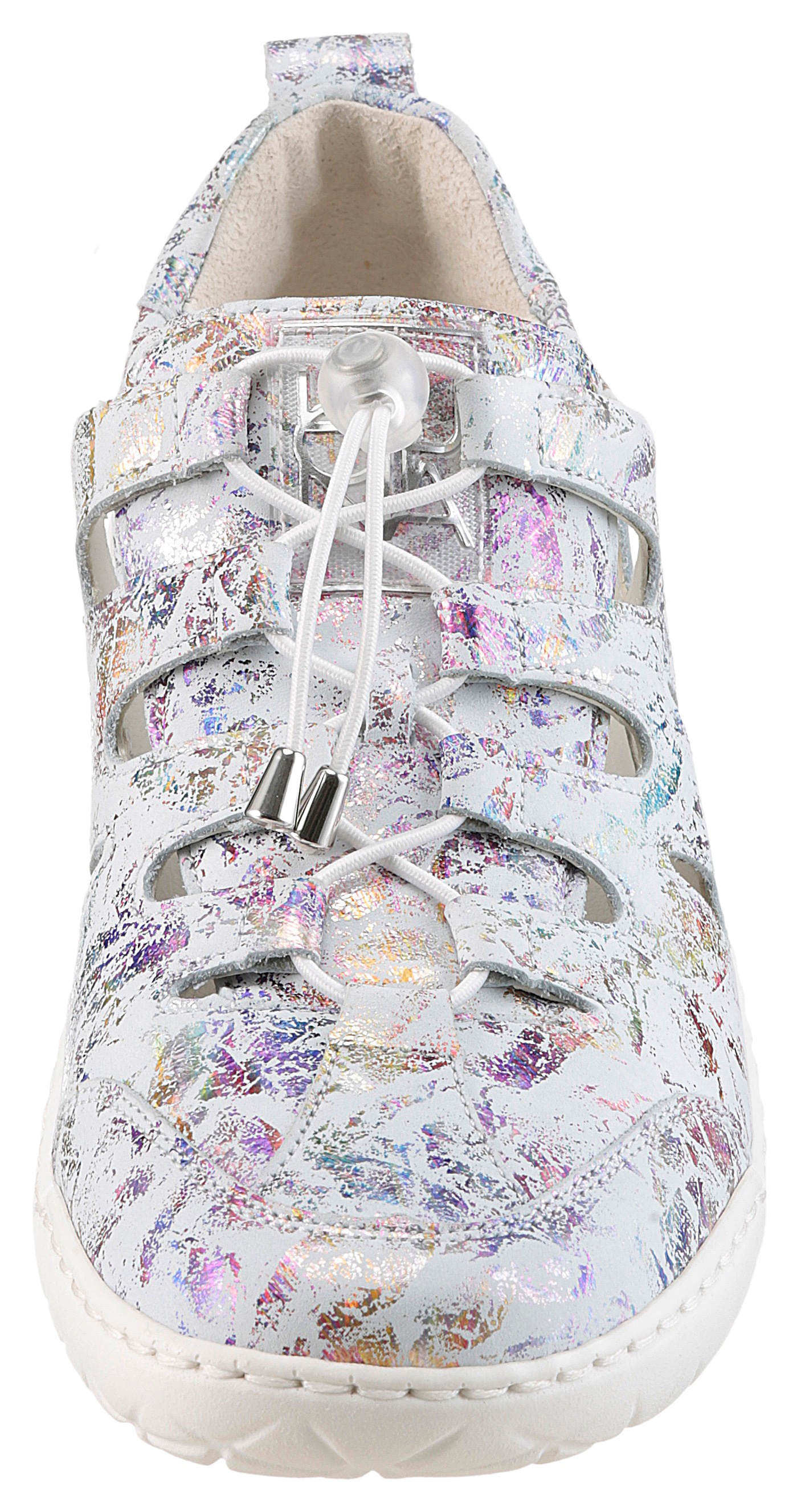 Slipper WALDLÄUFER "K-MILENA", Damen, Gr. 5 (38), hellgrau bunt, Nubukleder, metallic, Schuhe Slipper, Komfortschuh, Bequemschuh, Schlupfschuh in extraweiter K-Weite 3