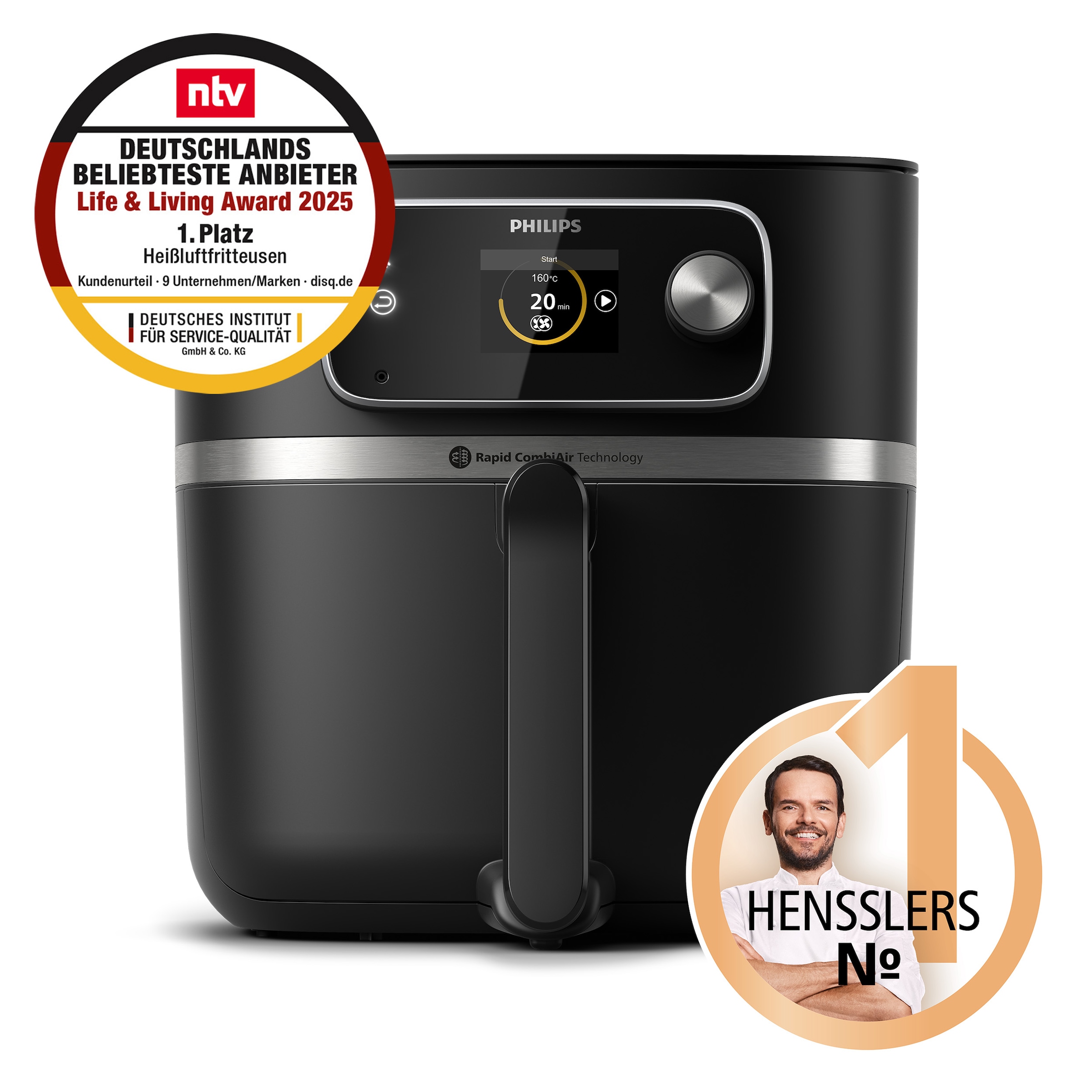 Philips Heißluftfritteuse »HD9880/90 Airfryer XXL, 8,3 l« 2000 W mit WiFi Konnektivität, 50 AutoCook Programmen und Warmhaltefunktion