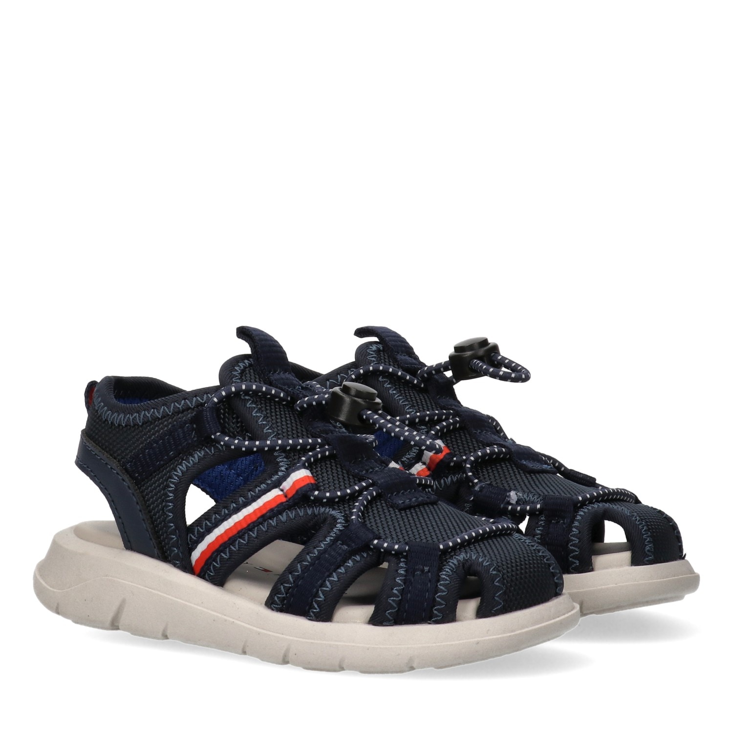 Sandale TOMMY HILFIGER, Mädchen, Gr. 27, blau, Synthetik, Textil, Schuhe Sandale, Trekking Schuh, Sommerschuh mit praktischem Schnellverschluss
