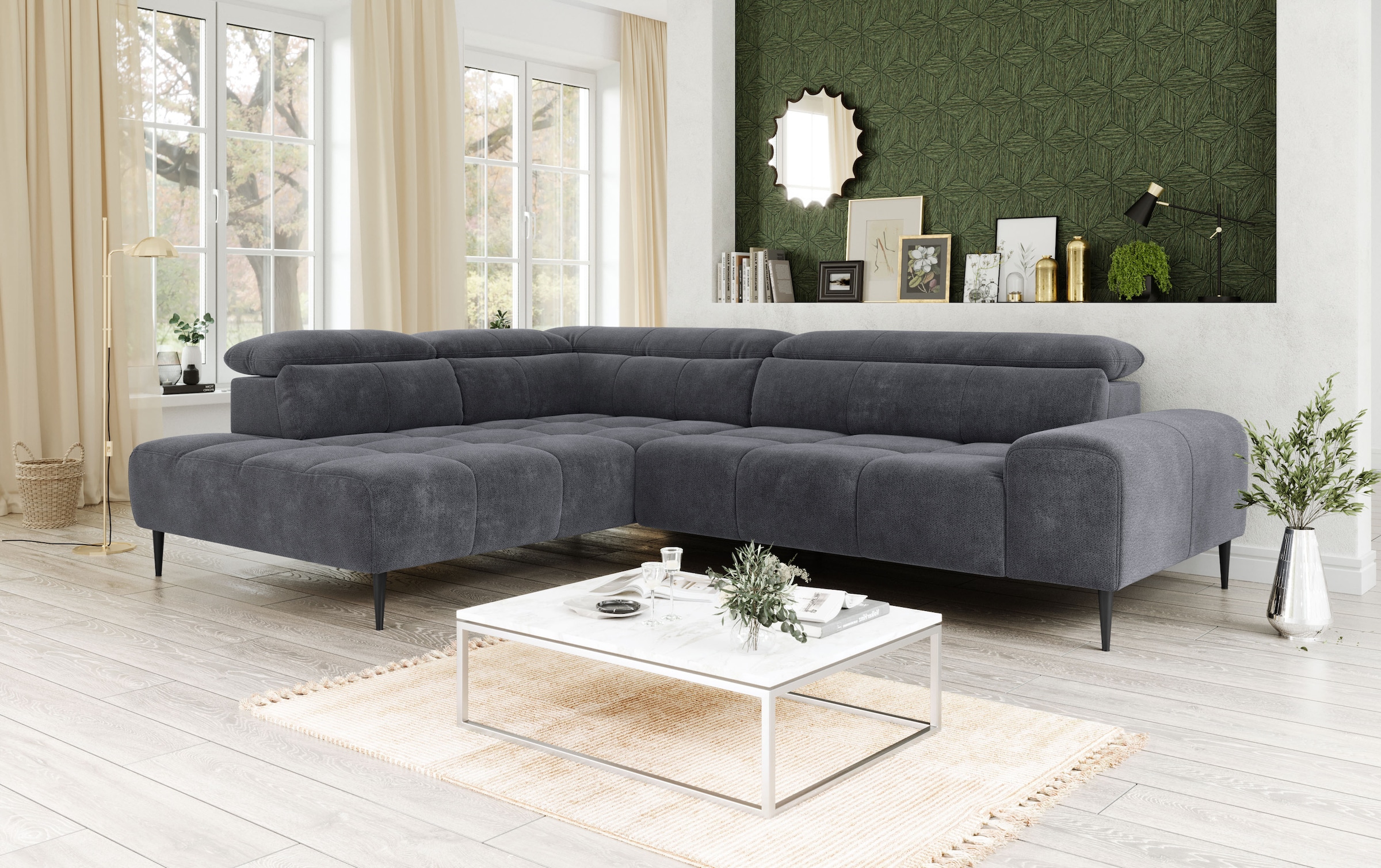 OTTO home Ecksofa "Theo L-Form, B: 298 cm" mit Kopfteilverstellung, optional Sitztiefenverstellung
