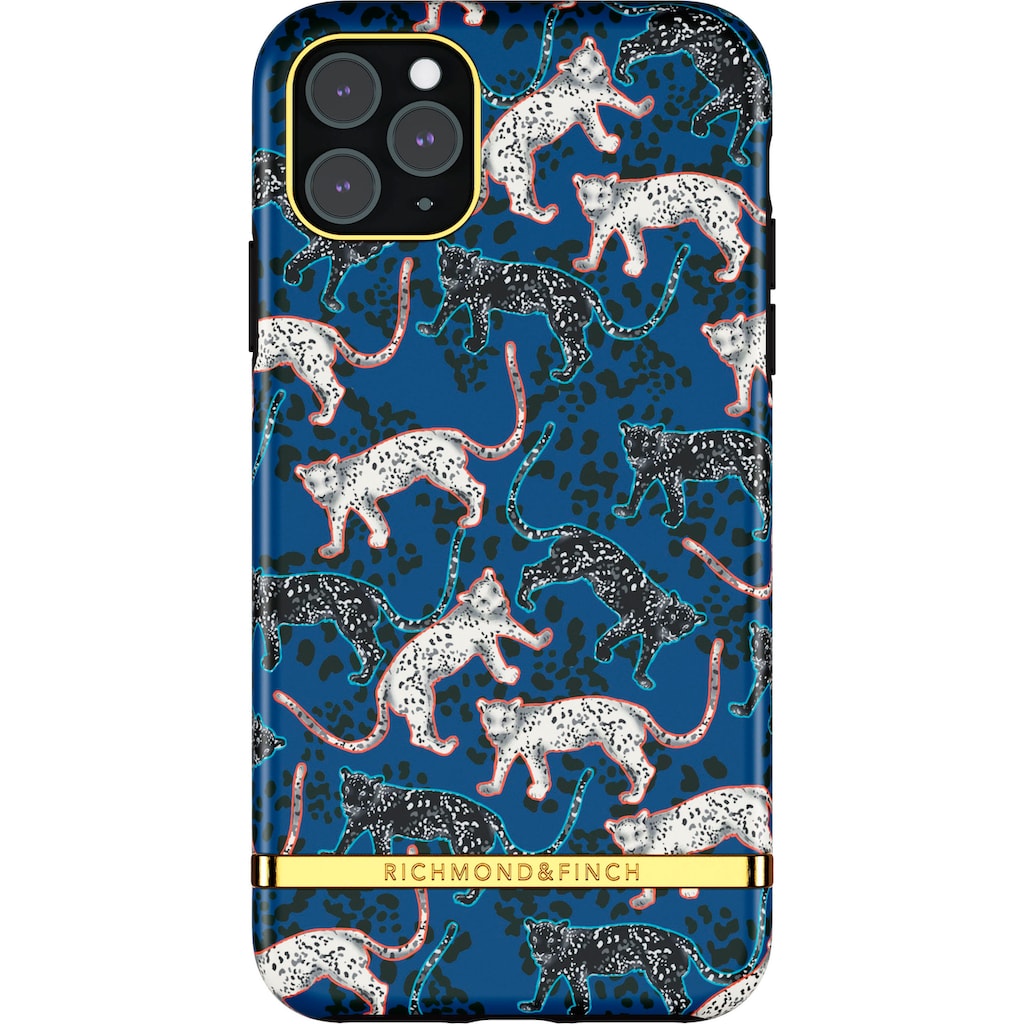 richmond & finch Backcover »BLUE LEOPARD - GOLD DETAILS für iPhone 11 Pro Max«, iPhone 11 Pro Max, 16,5 cm (6,5 Zoll)