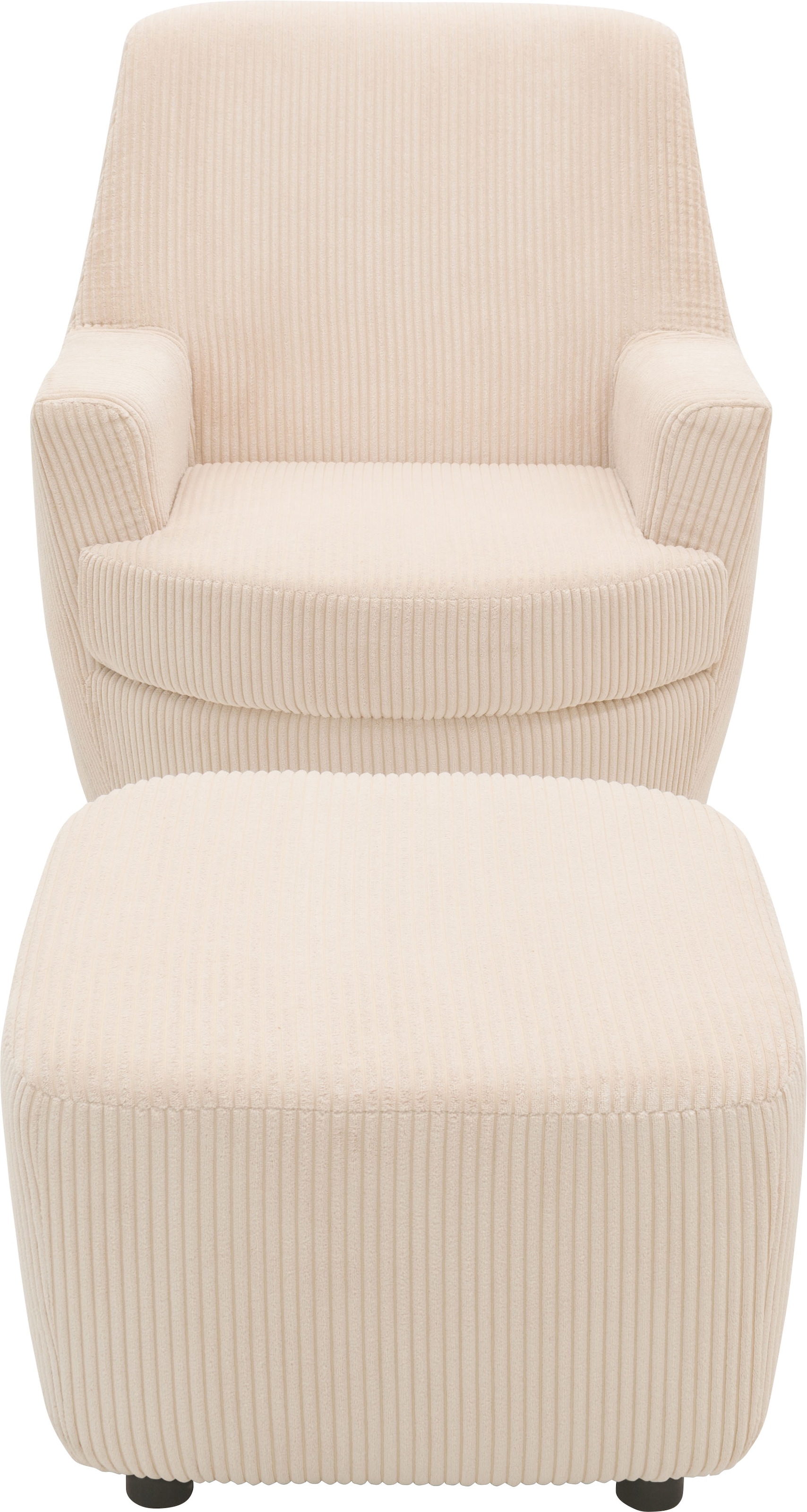 INOSIGN Drehsessel »HETTY, Drehsessel mit Wippfunktion und Hocker; Lesesessel, Armsessel«, (Set, 2 St.), mit Dreh/Wippfunktion, mit Federkern, in Cord und Microfaser