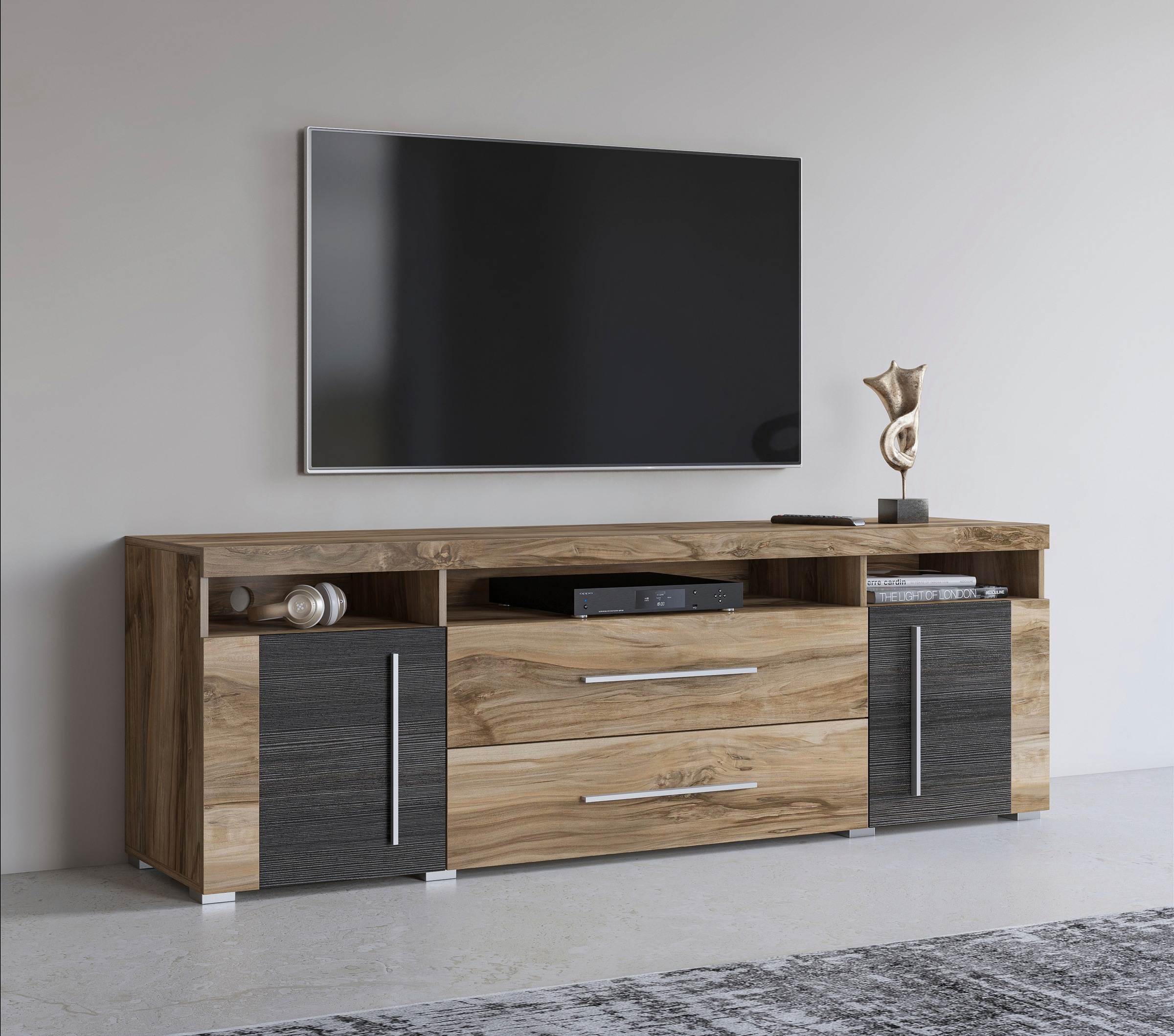 INOSIGN Lowboard "Roger,Breite 182 cm, stilvolle TV-Kommode, 2Türen 2 Schubladen", TV-Schrank mit viel Stauraum, TV-Boar