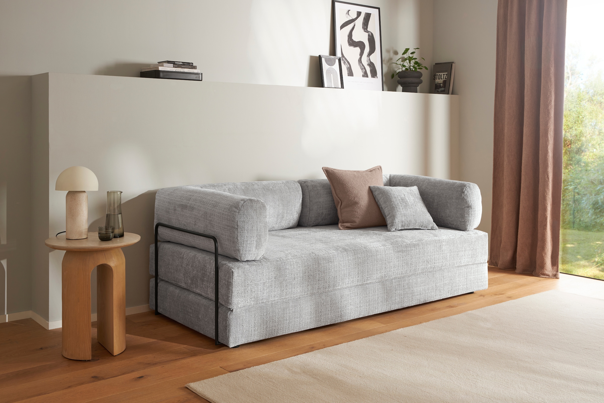homsy by Ana Johnson Schlafsofa "Folda Dauerschläfer, B: 206 cm, Liegefl. 181x198 cm" mit Bett-/Schlaffunktion, inkl. 1x Zierkissen, Tonnentaschenfederkern