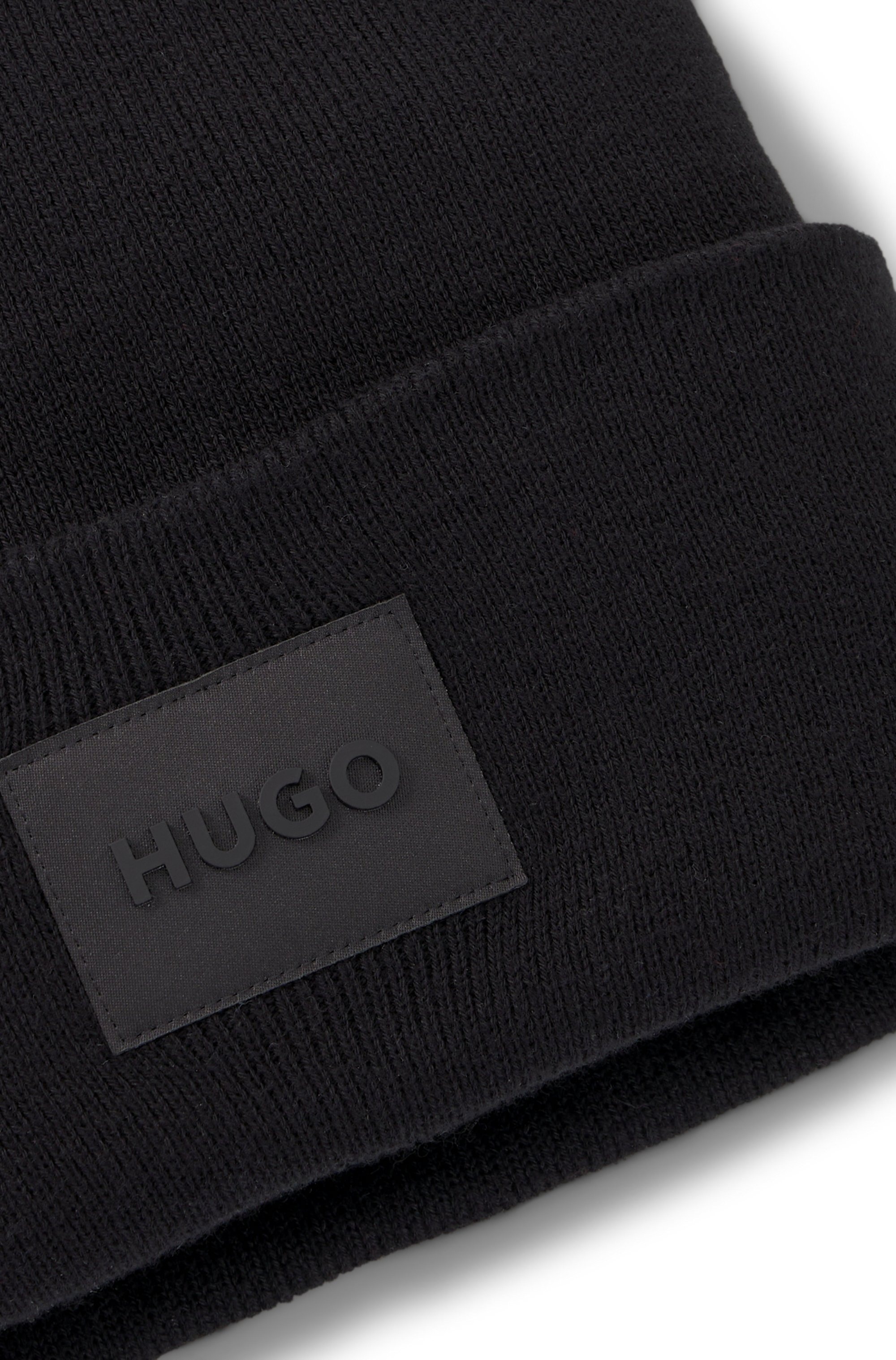 HUGO Strickmütze »Xevon« mit Label-Aufnäher, unisex
