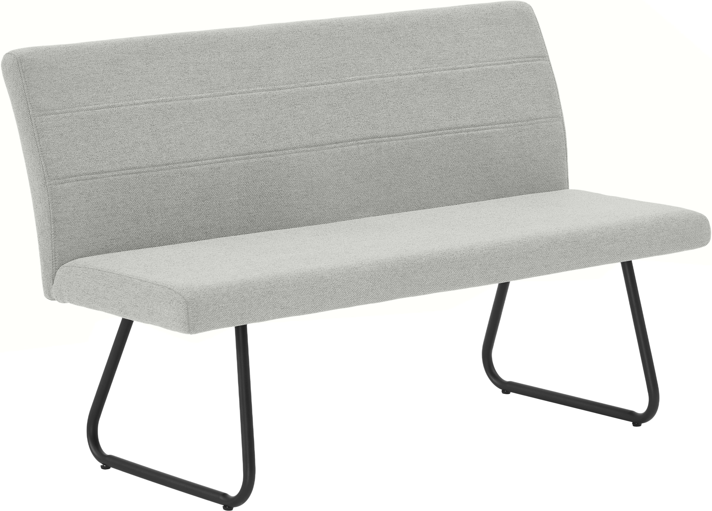 OTTO home Essgruppe »Stevian« Set, Ausziehbarer Esstisch + Bank + 2 Stühle, 4 Stk. tlg. Holz, Strukturstoffbezug, Freischwingerstühle, gesteppten Bänken