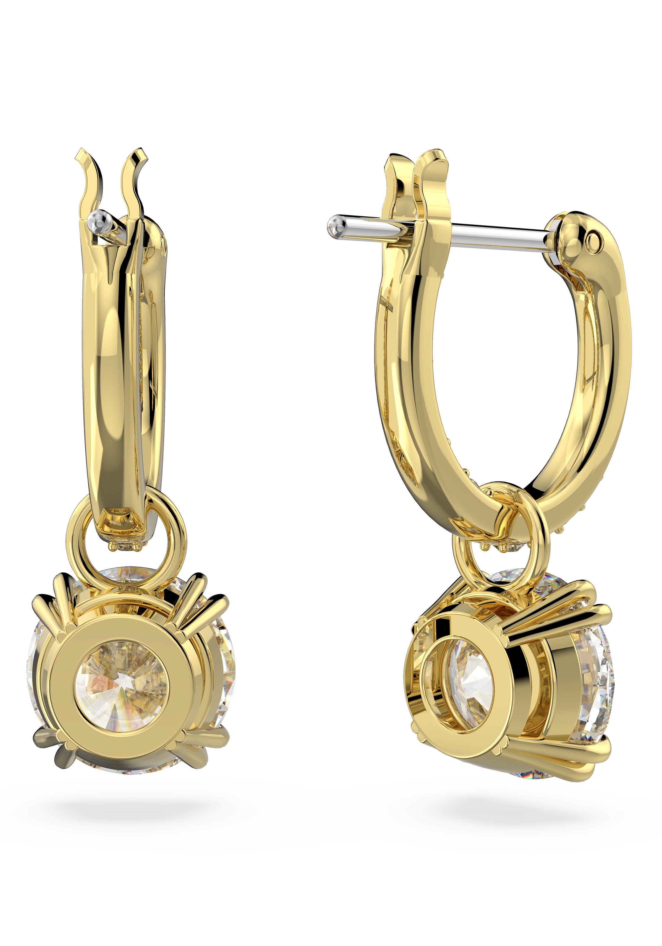 Paar Ohrhänger SWAROVSKI "Stilla Round", gold (gelbgoldfarben, kristallfarben, kristallfarben), Ohrringe, Damen, Metall, mit Swarovski Kristall - Einhänger abnehmbar 3