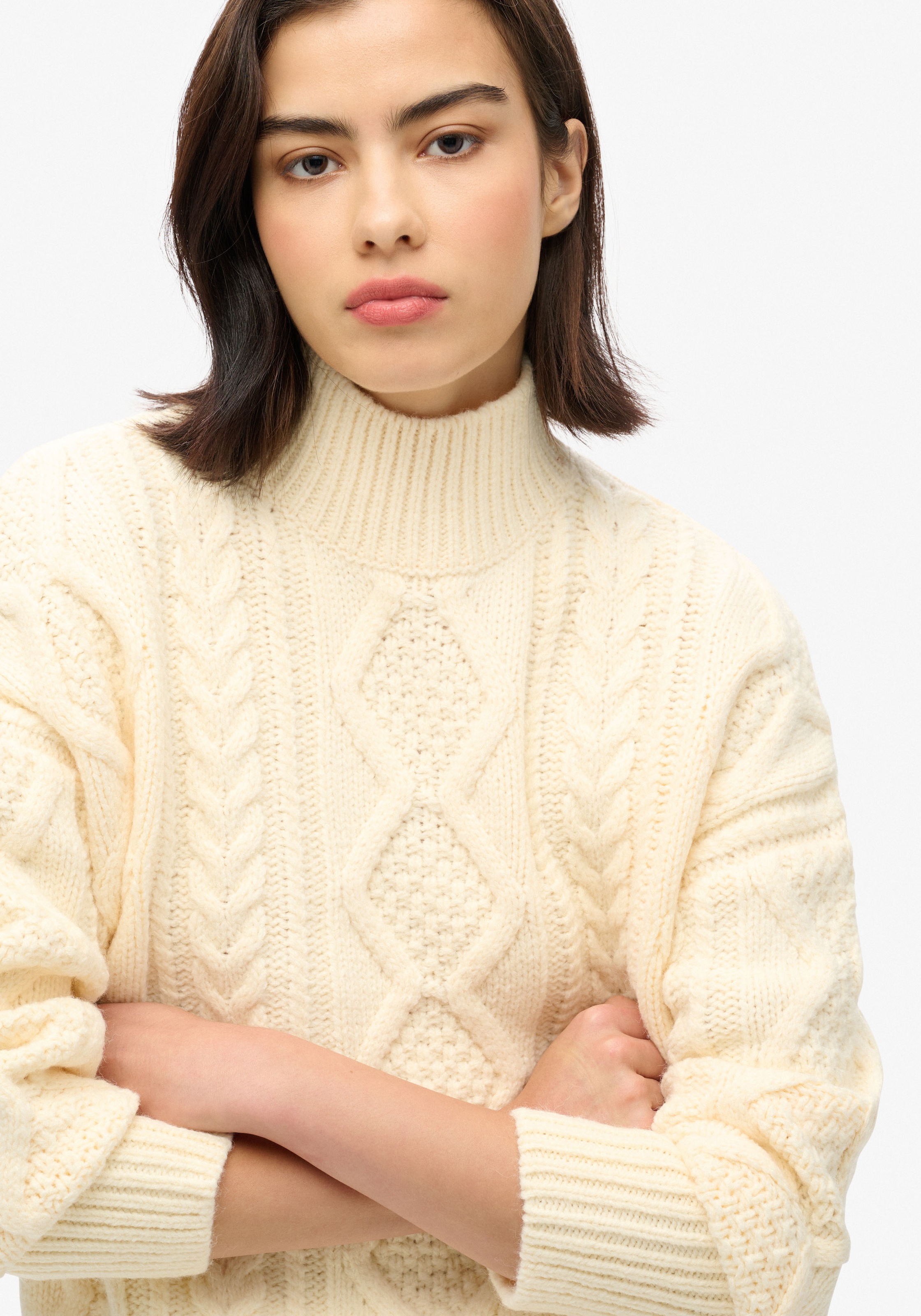 Superdry Strickpullover »CABLE HIGH NECK JUMPER«