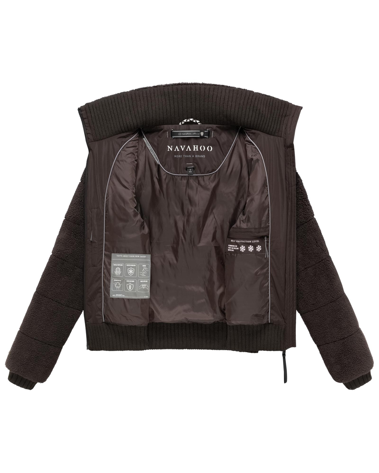 Navahoo Plüschjacke »Schneepuder 14« ohne Kapuze warme Damen Teddyjacke für den Winter