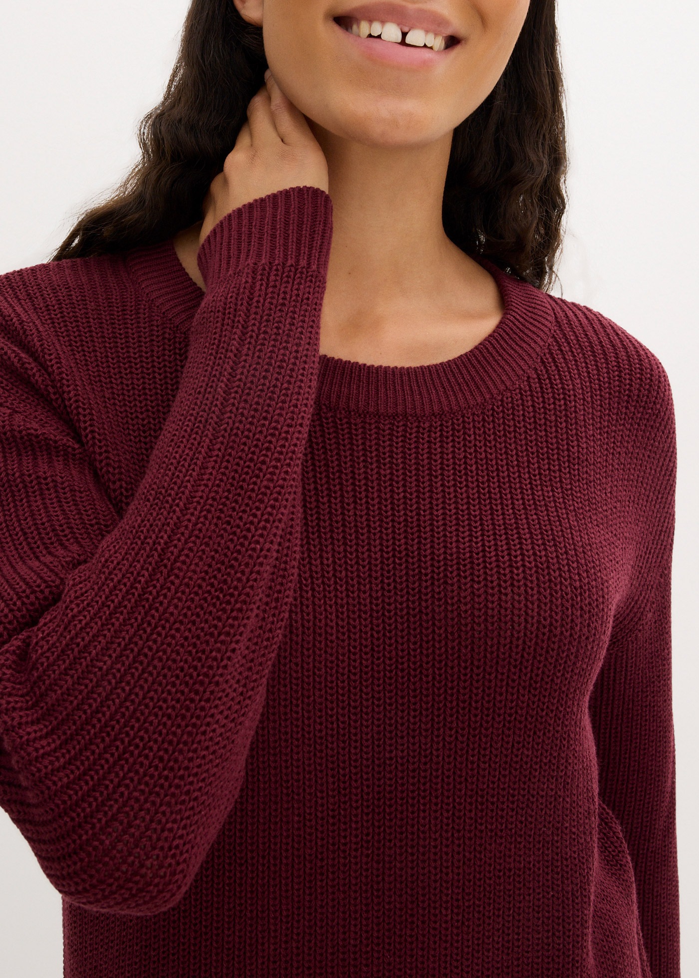 bonprix Strickkleid Oversize-Rippstrick, bequeme Passform, seitliche Schlitze