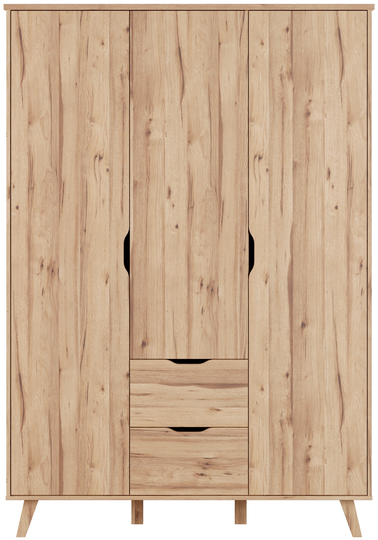 FORTE Drehtürenschrank »Vankka skandinavischer-Stil, viel Stauraum, ohne Griffe« B/H/T ca.140x200x52cm,  Made in Europe, mit Einlegeböden+Kleiderstange+Schubladen,grifflos