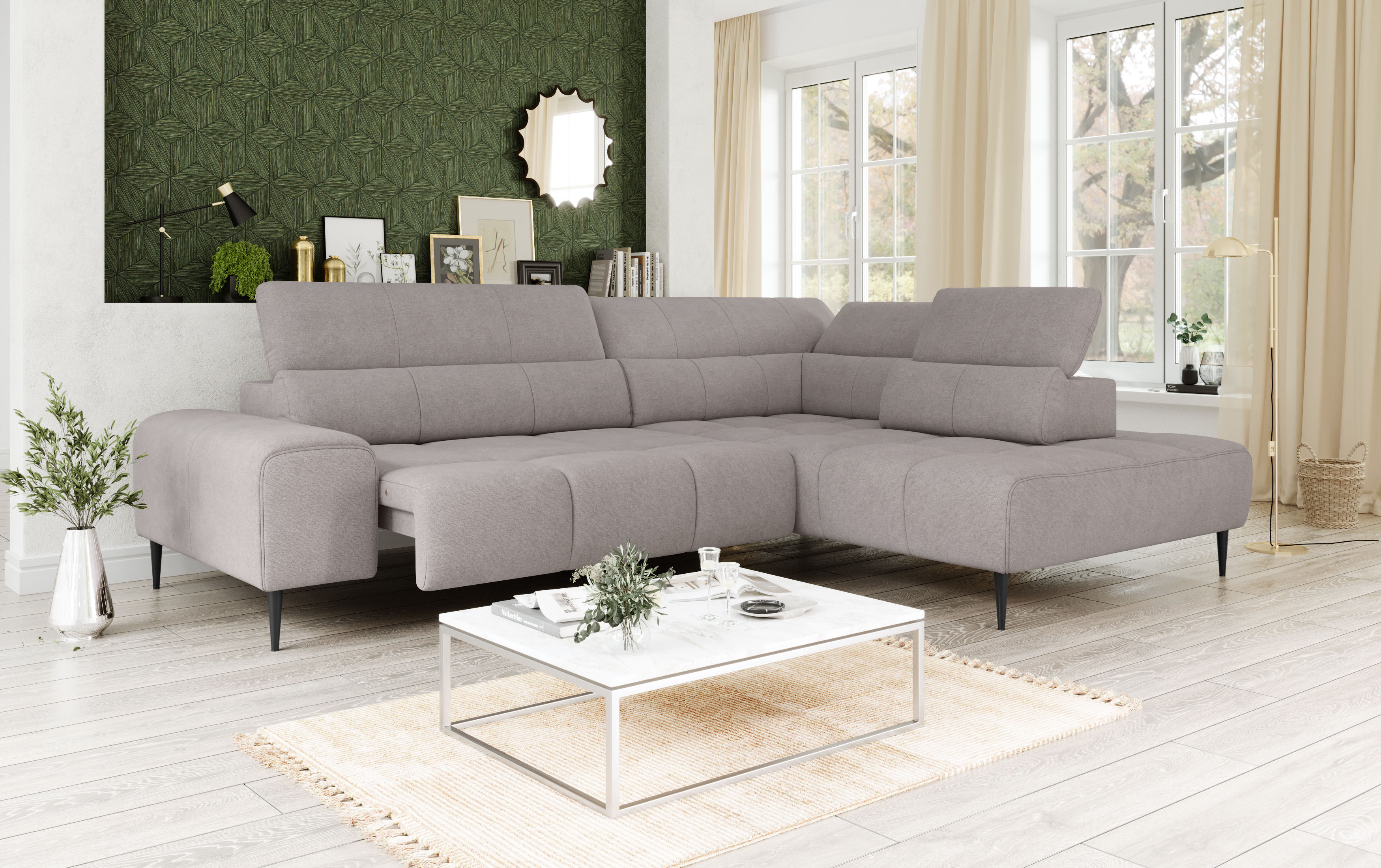 OTTO home Ecksofa "Theo L-Form, B: 298 cm" mit Kopfteilverstellung, optional Sitztiefenverstellung