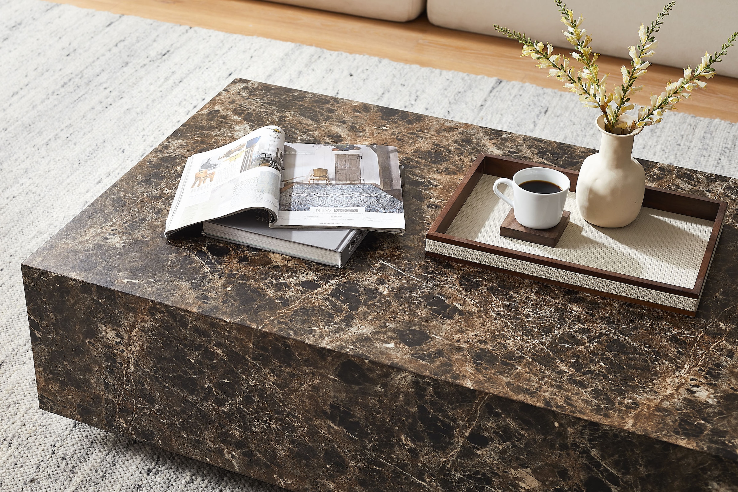 SalesFever Couchtisch »Almeria Beistelltisch B/T 120/75 cm«, rechteckig 120x75 cm, in Marmoroptik foliert