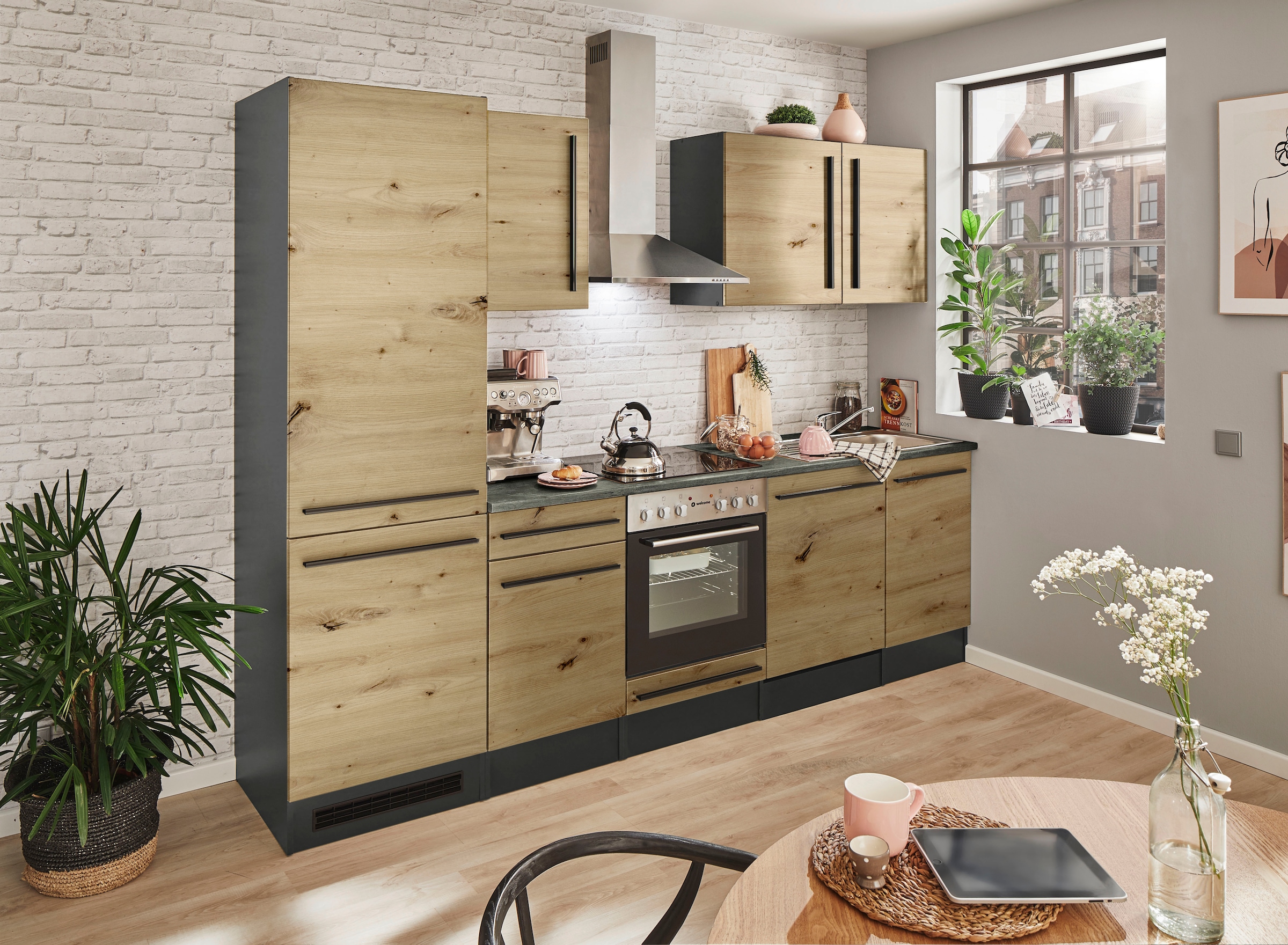 BASIC by Balculina Küchenzeile »Jazz«, Breite 280 cm, wahlweise mit E-Geräten