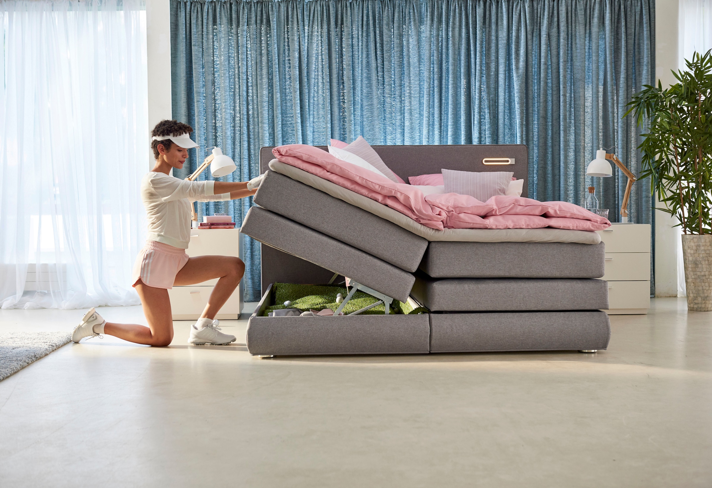 COLLECTION AB »NINONI, Stauraumbett mit Bettkasten & TTFK-Matratze« inkl. Topper, wahlweise mit LED-Beleuchtung, 180/200 cm x 200 cm
