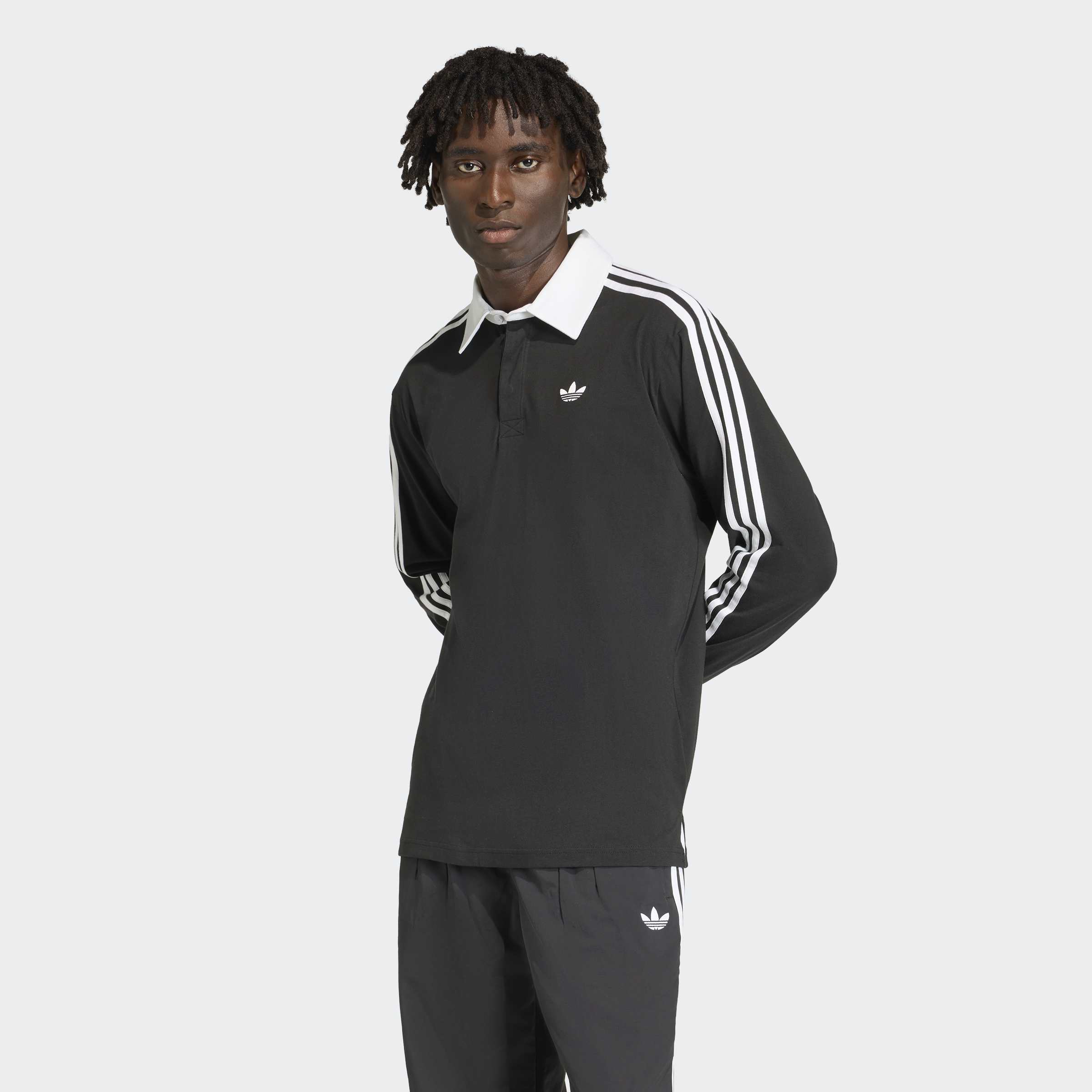 adidas Originals Poloshirt "3-STREIFEN RUGBY LONGSLEEVE POLO" mit Druckknopf, aus Baumwolle