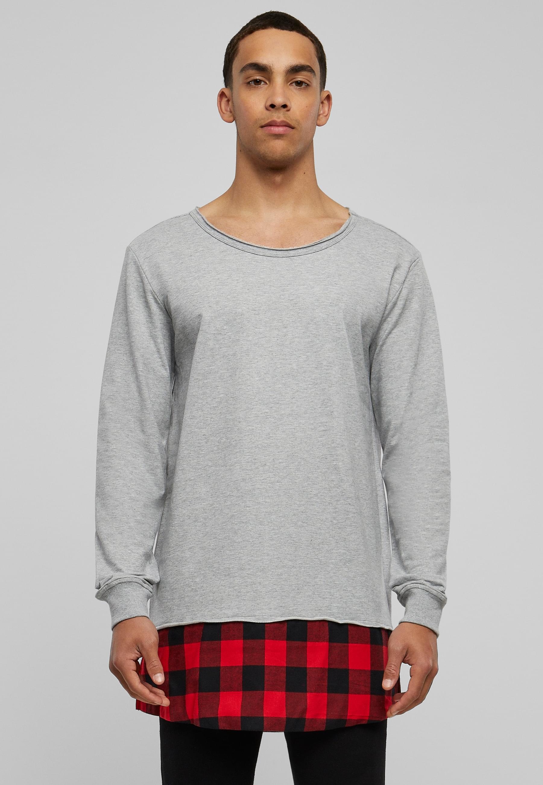 URBAN CLASSICS Rundhalspullover »Urban Classics Herren Long Flanell Bottom Open Edge Crewneck«, (1 tlg.)