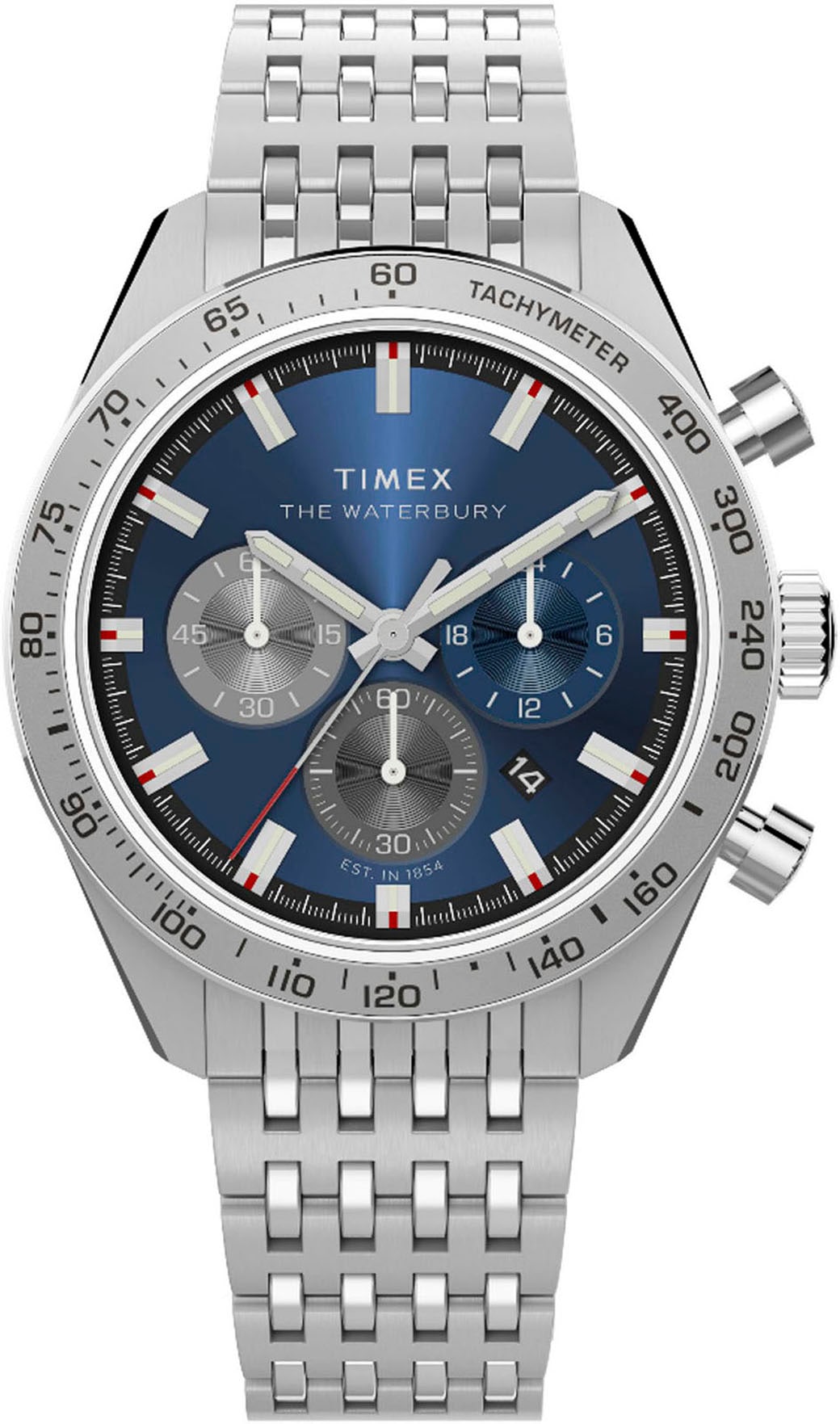 Timex Chronograph »WATERBURY TRADITIONAL«, Quarzuhr, Armbanduhr, Herrenuhr,Edelstahlarmband,Stoppfunktion,Tag