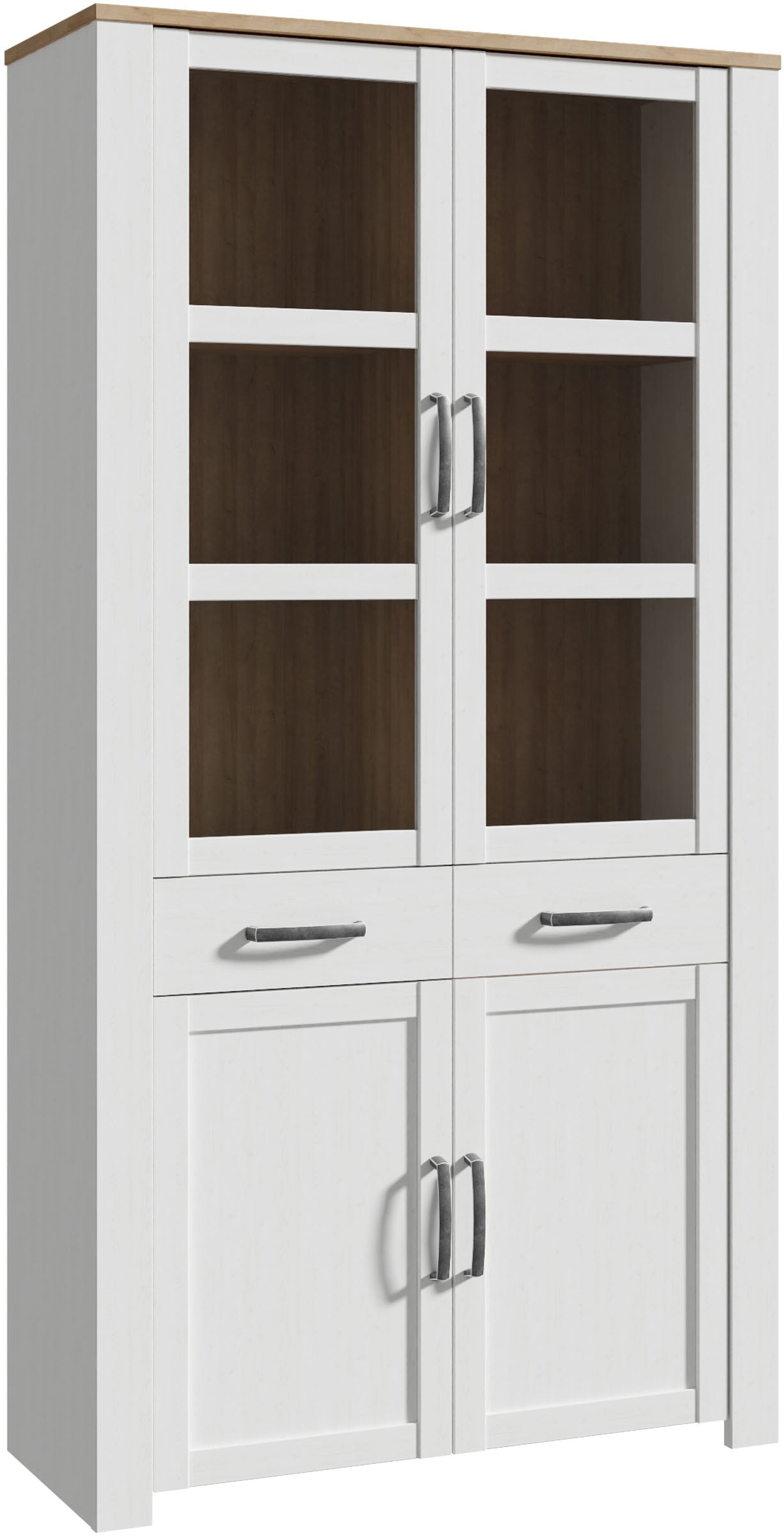FORTE Highboard "Bohol, Vitrine mit Glastüre, viel Stauraum" B/H/T 106,4/205,4/42 cm Beleuchtung optional bestellbar