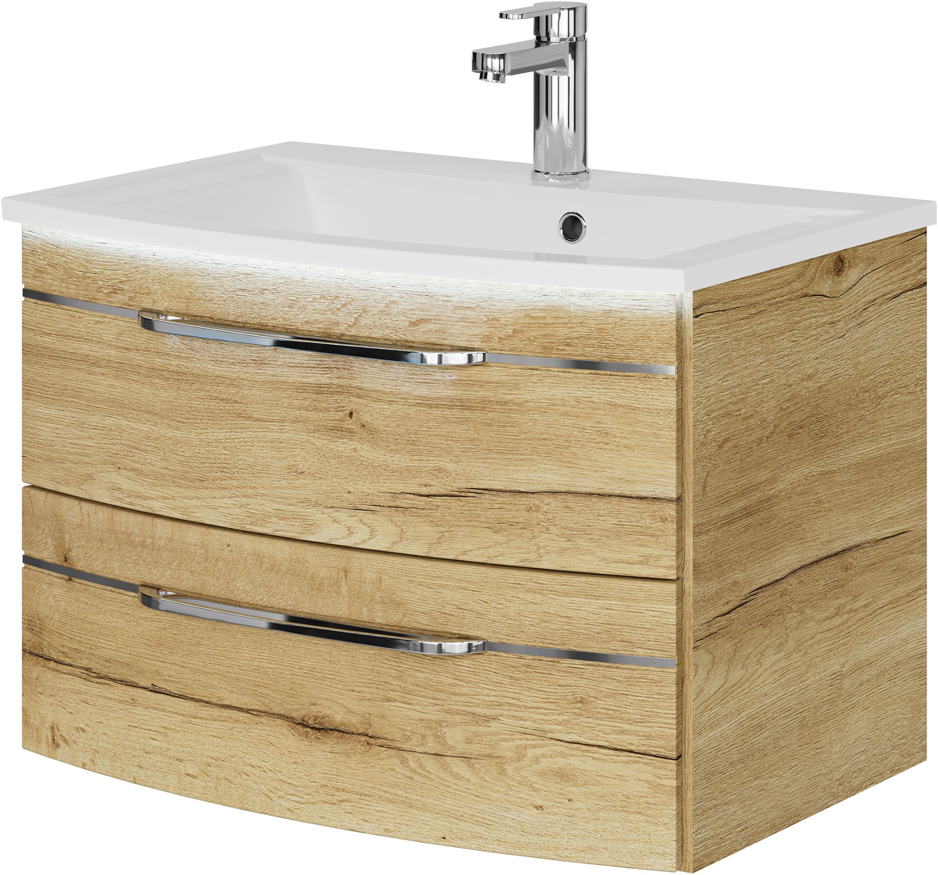 Saphir Badmöbel-Set »Serie 7045 2-teilig Mineralmarmor-Waschtisch mit LED-Spiegelschrank«, (Set, 2 St.), Badezimmer-Set 73,2 cm breit, inkl. Türdämpfer, 2 Türen, 2 Schubladen