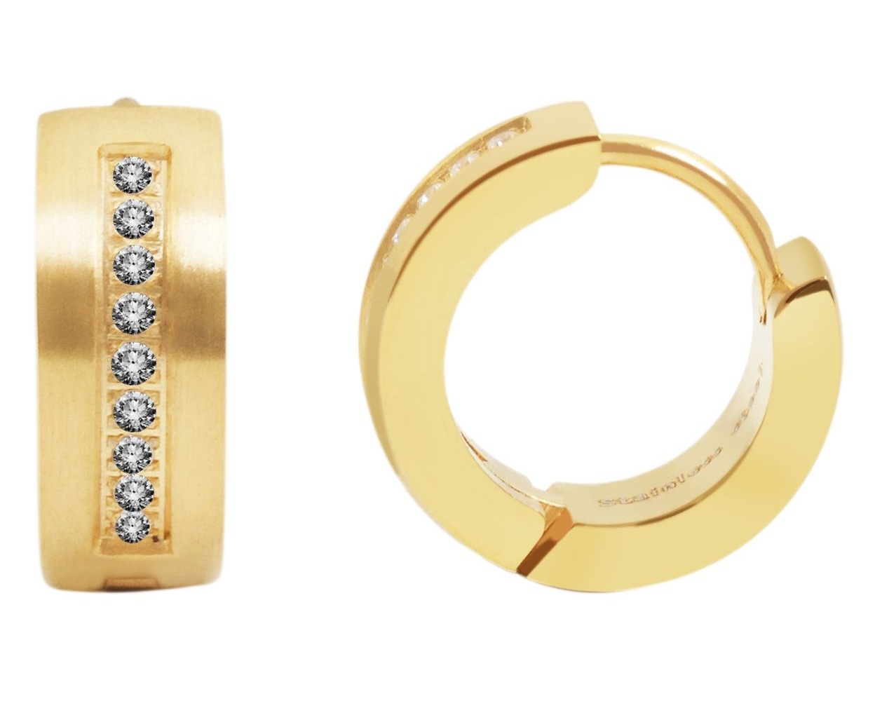 Klappcreolen ADELIA´S "Damen Ohrringe – Klappcreole aus Edelstahl mit Strass Steinchen", Damen, Gr. Damen, Edelstahl, gold, Ohrringe Klappcreolen, Ein stilvolles Geschenk für besondere Momente 2
