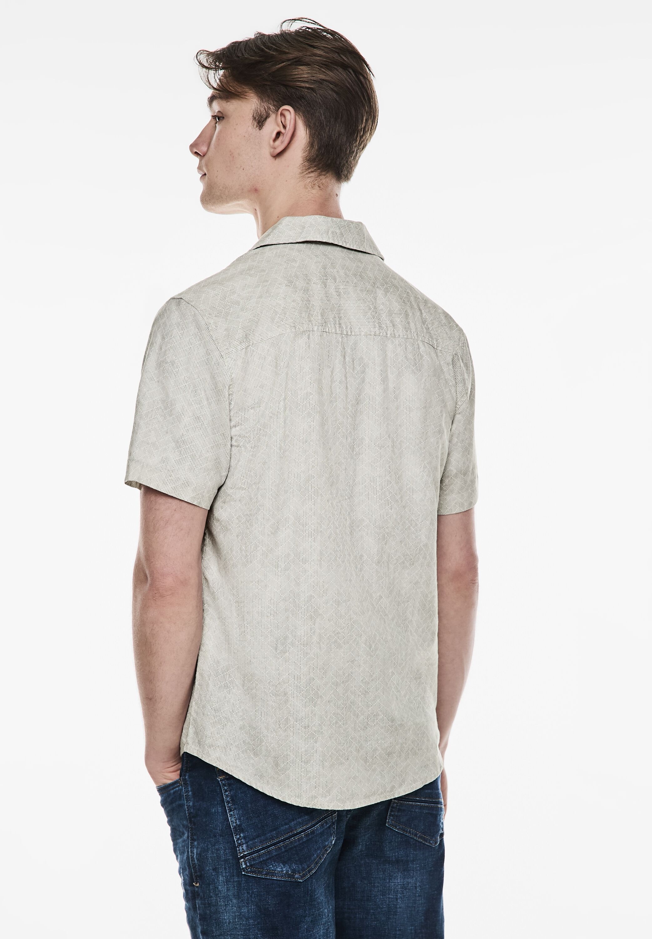 STREET ONE MEN Kurzarmhemd, Materialmix