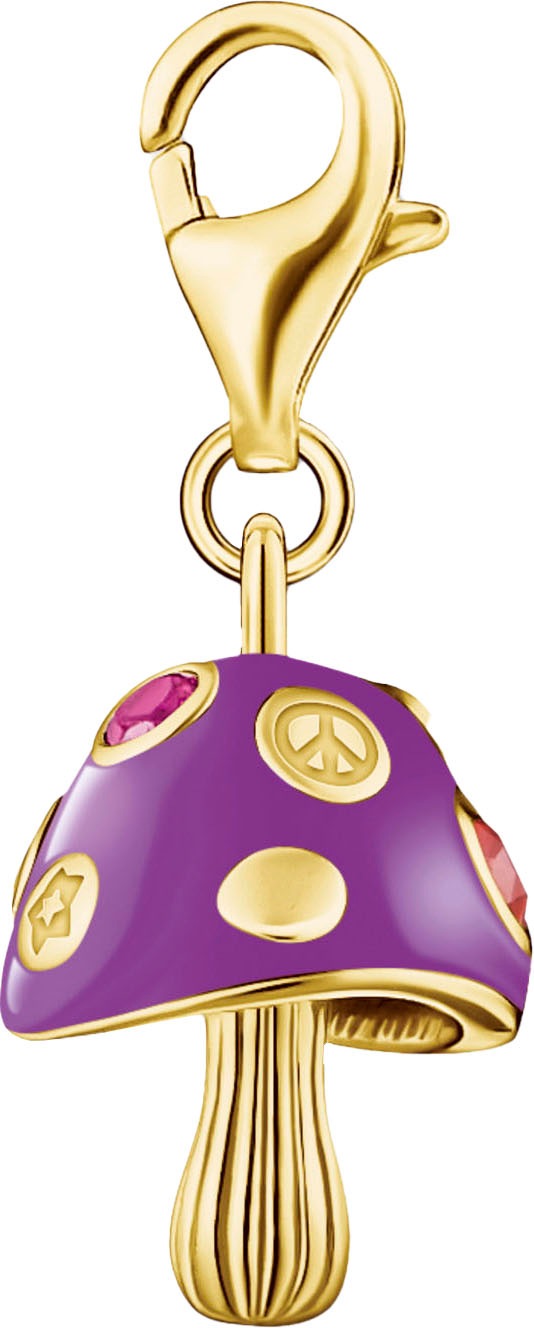 THOMAS SABO Charm-Einhänger »Charm Bunter Pilz, 2211-471-7, 2211-845-7«, mit Glas-Keramik Stein, Zirkonia (synth.), Rubin (synth.)