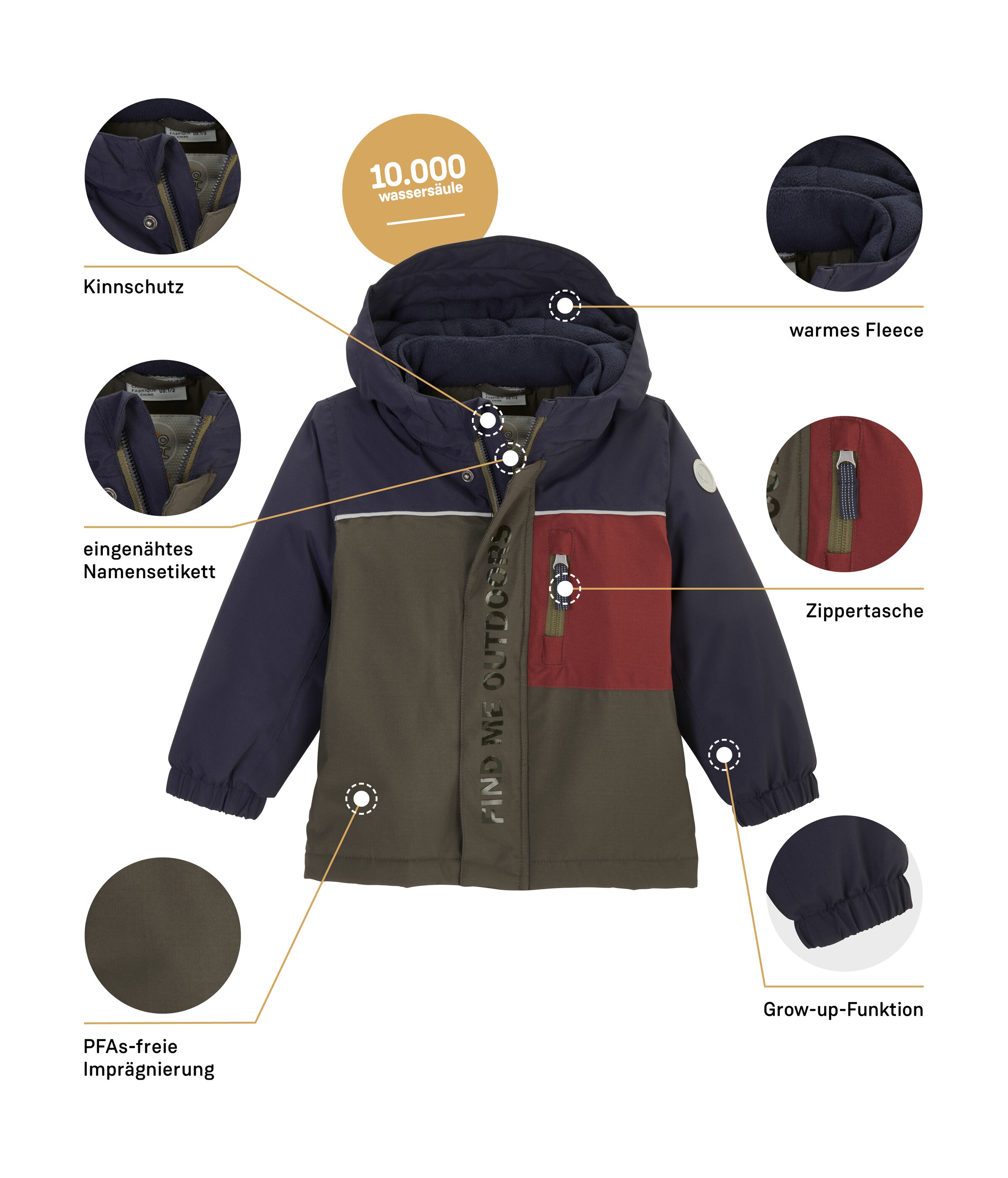 first instinct by killtec Funktionsjacke »FIOW 22 MNS JCKT«, Wasserdichte Winterjacke mit Grow-Up-Funktion, reflektierendes Design