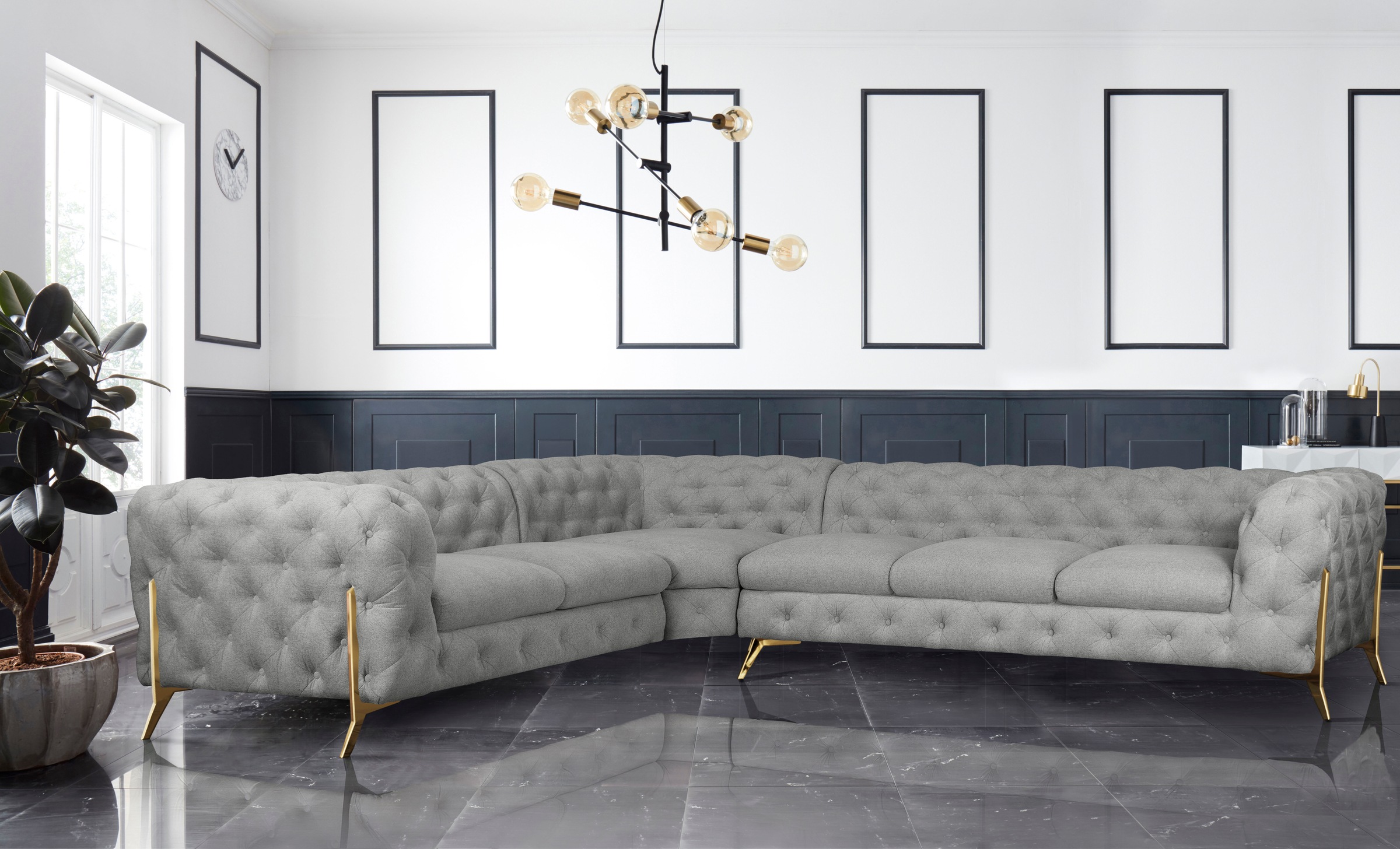 Home affaire Chesterfield-Sofa "Amaury L-Form" großes Ecksofa, Chesterfield günstig online kaufen