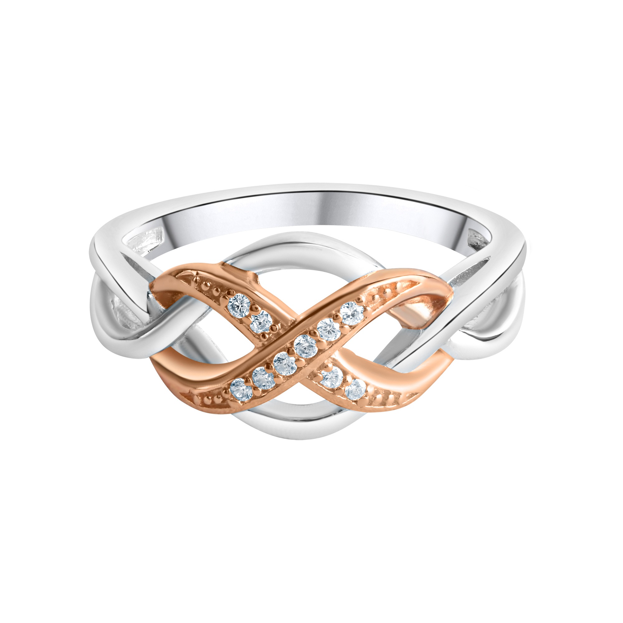 Zeeme Infinity 925 Sterling Silver Ring White Size 17 2