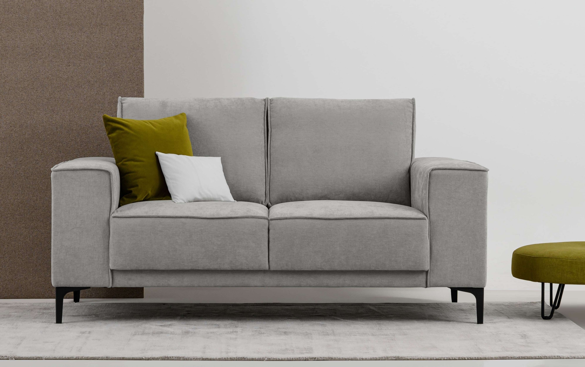 OTTO home 2-Sitzer "OLAND Struktur fein, Sofa, B: 164 cm, Skandi-Design" 164 cm, Wellenunterfederung, Skandi-Design, Metallfüße
