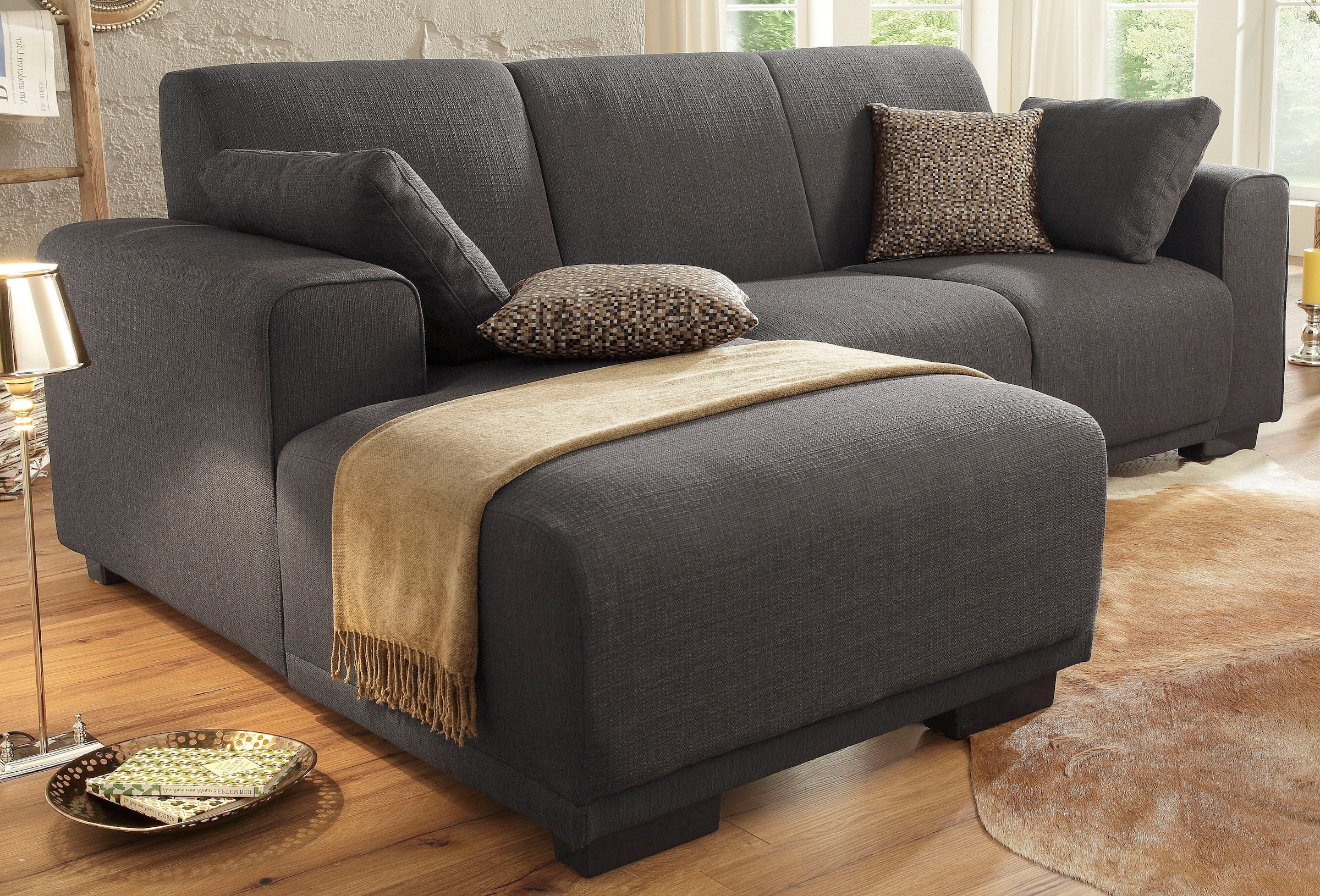 Home affaire Ecksofa »BORNHOLM L-Form mit Recamiere, Maße B/T/H: 234/162/85 cm«, Recamiere links oder rechts bestellbar, Wellenfederung, inkl. 2 Kissen