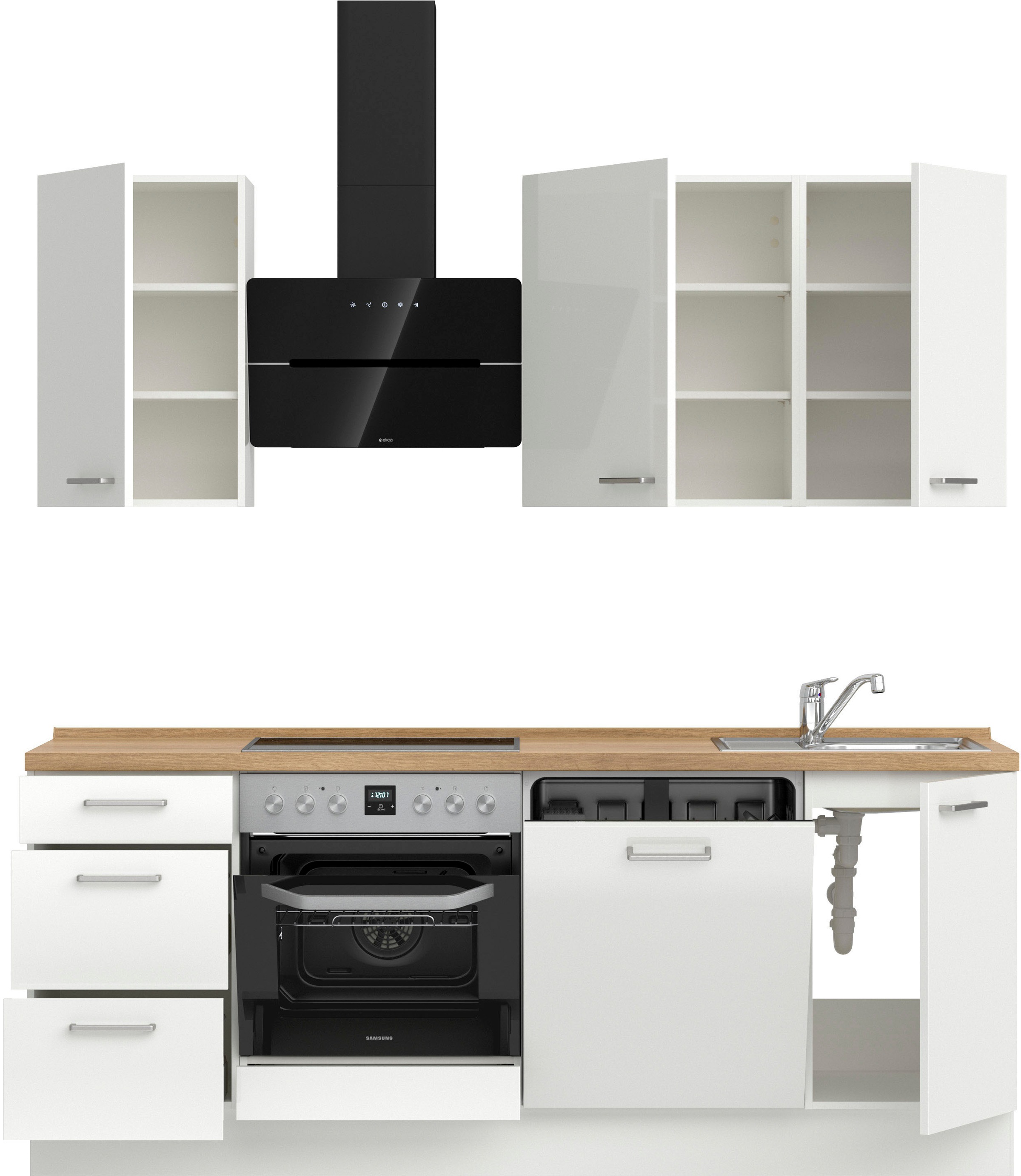 nobilia® Küchenzeile »"Flash II"«, vormontiert, Ausrichtung wählbar, Breite 210 cm, wahlw. mit E-Geräten
