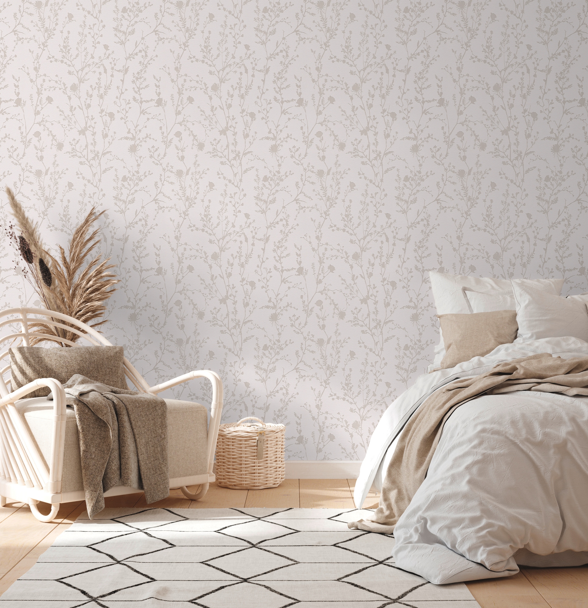 A.S. Création Vliestapete "Casual Living Florale Tapete Mustertapete Äste Blattmuster" Schimmernd Glatt Vliestapete Blumentapete Für Schlafzimmer