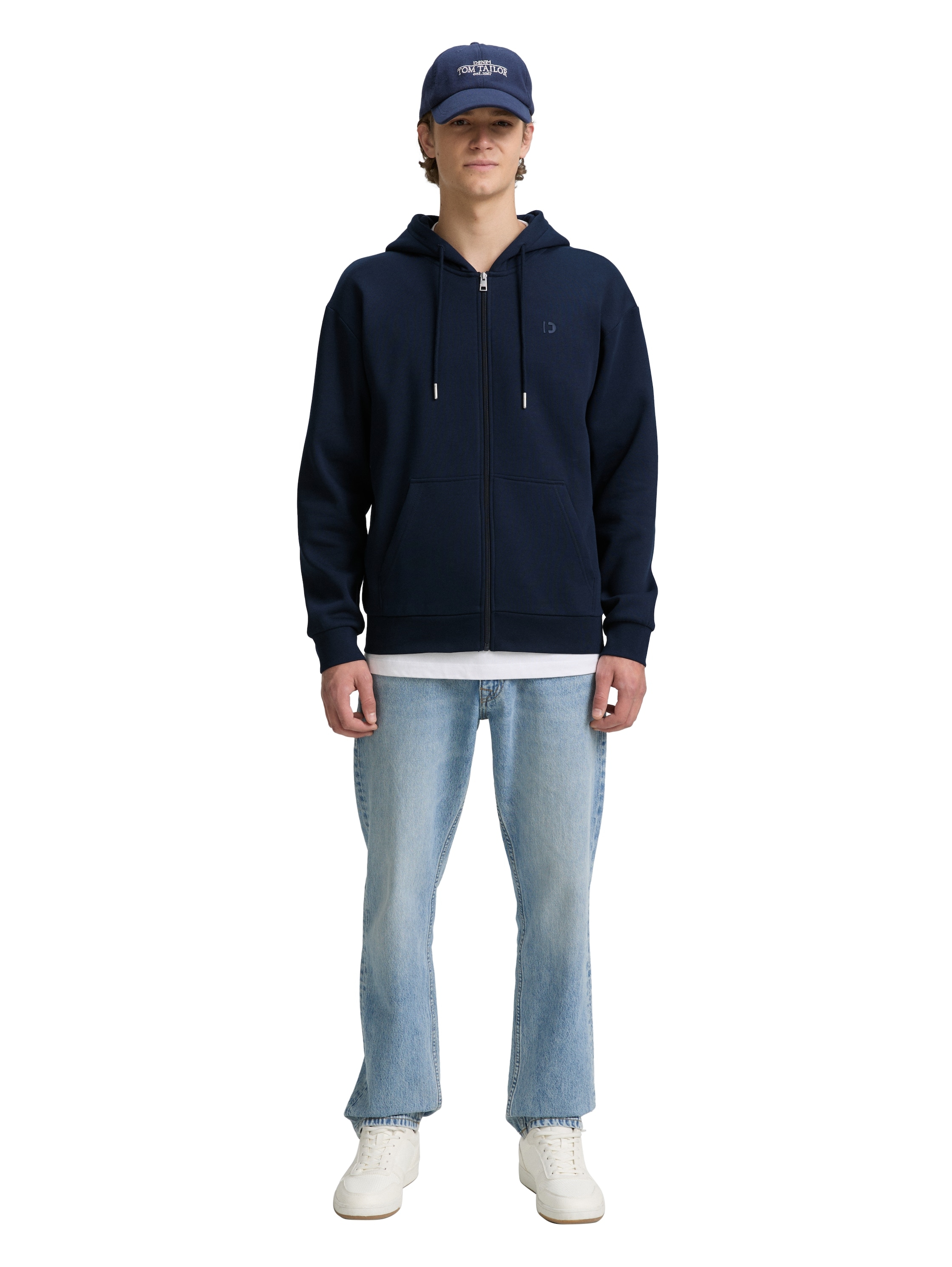 TOM TAILOR Denim Kapuzensweatjacke, mit Logostickerei