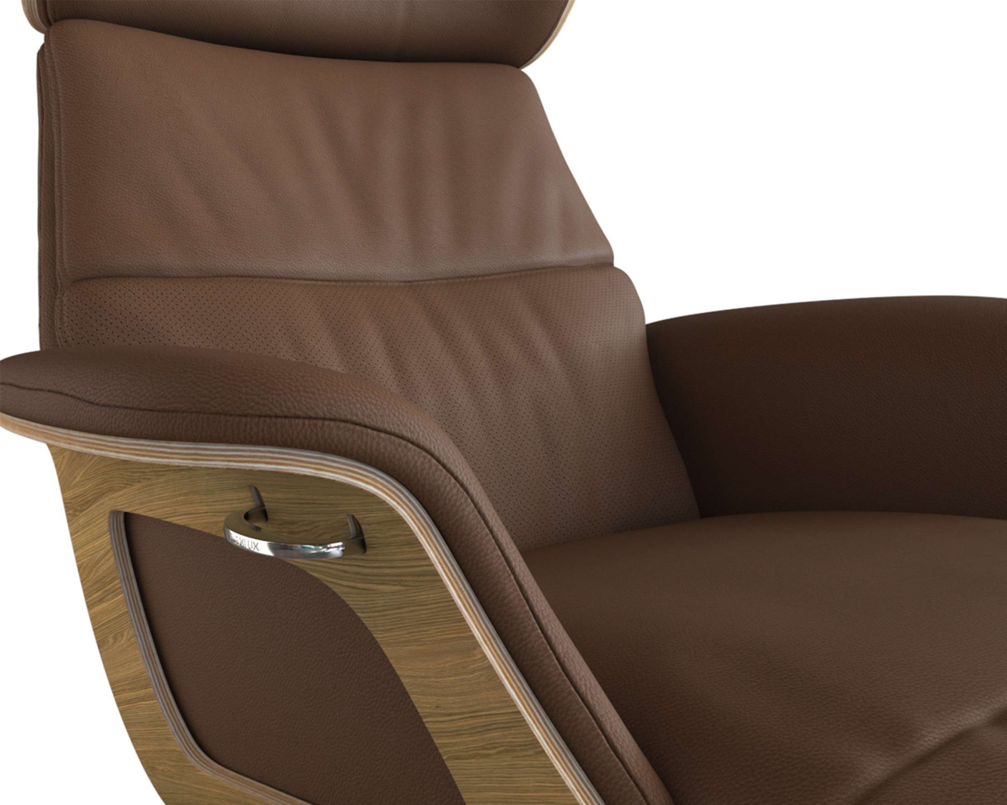 FLEXLUX Loungesessel »Clement Chaislongue, Relaxstuhl, Liegesessel,«, Rücken- & Kopfteilverstellung, Armlehne, Eiche geölt, Fuß Alu