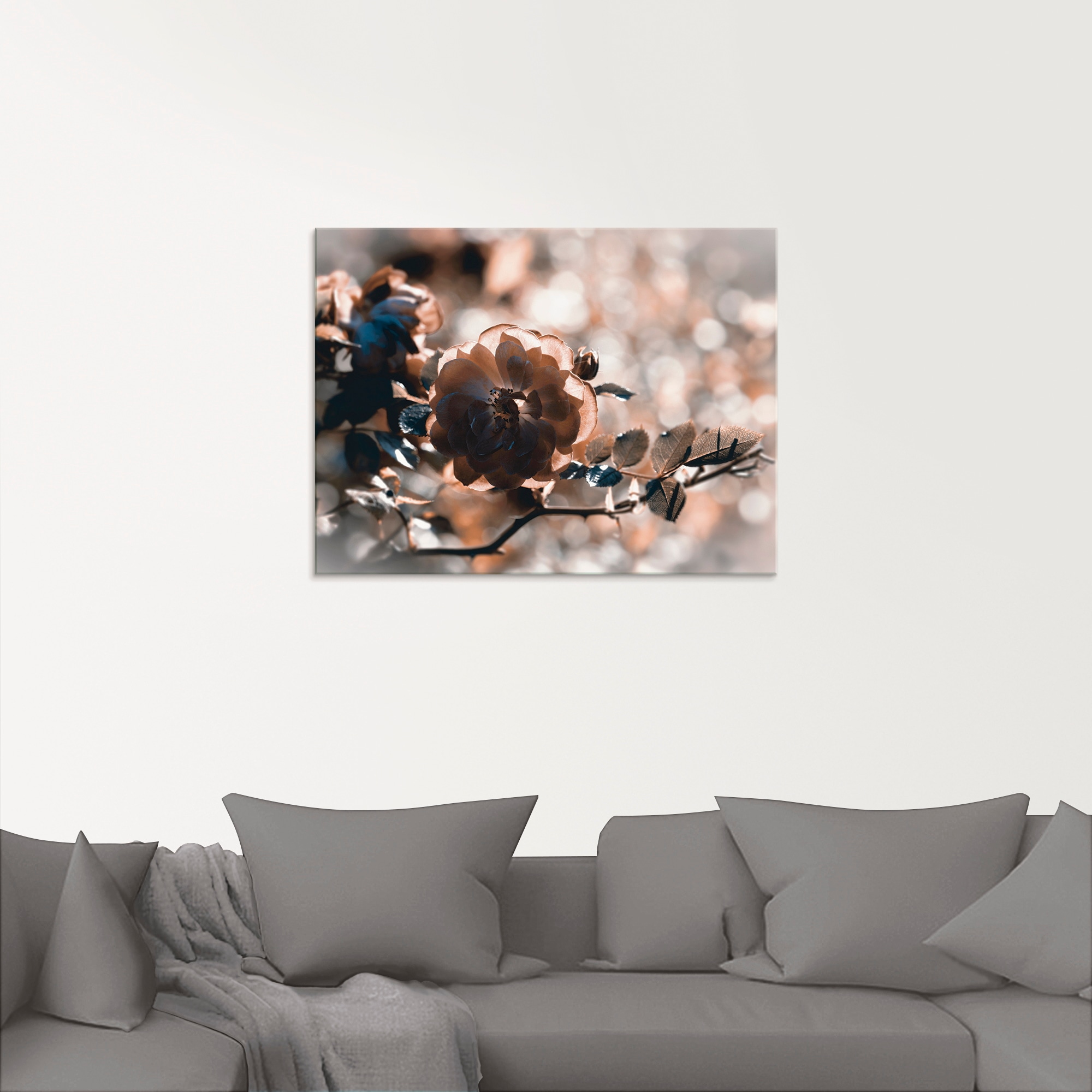Artland Glasbild »Rose Zweig«, Blumen, (1 St.), in verschiedenen Größen