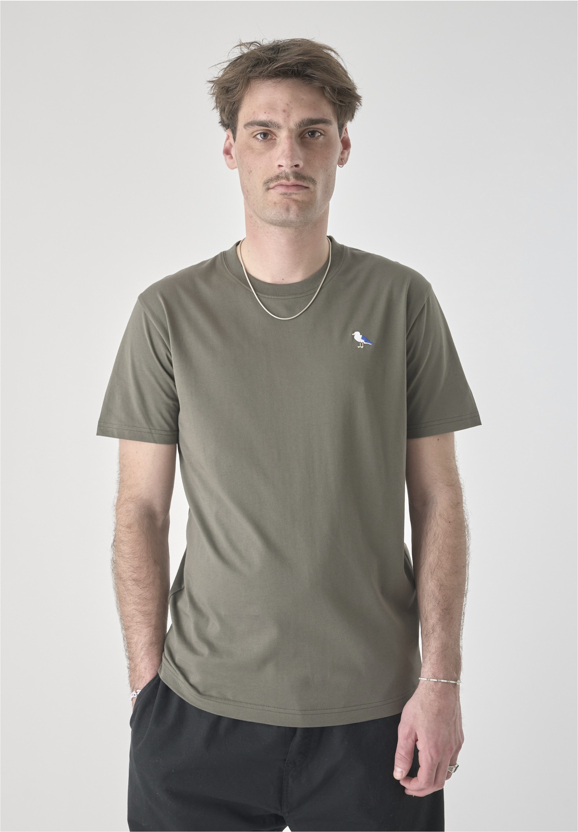 Cleptomanicx T-Shirt "Embro Gull" mit Gull-Stickerei