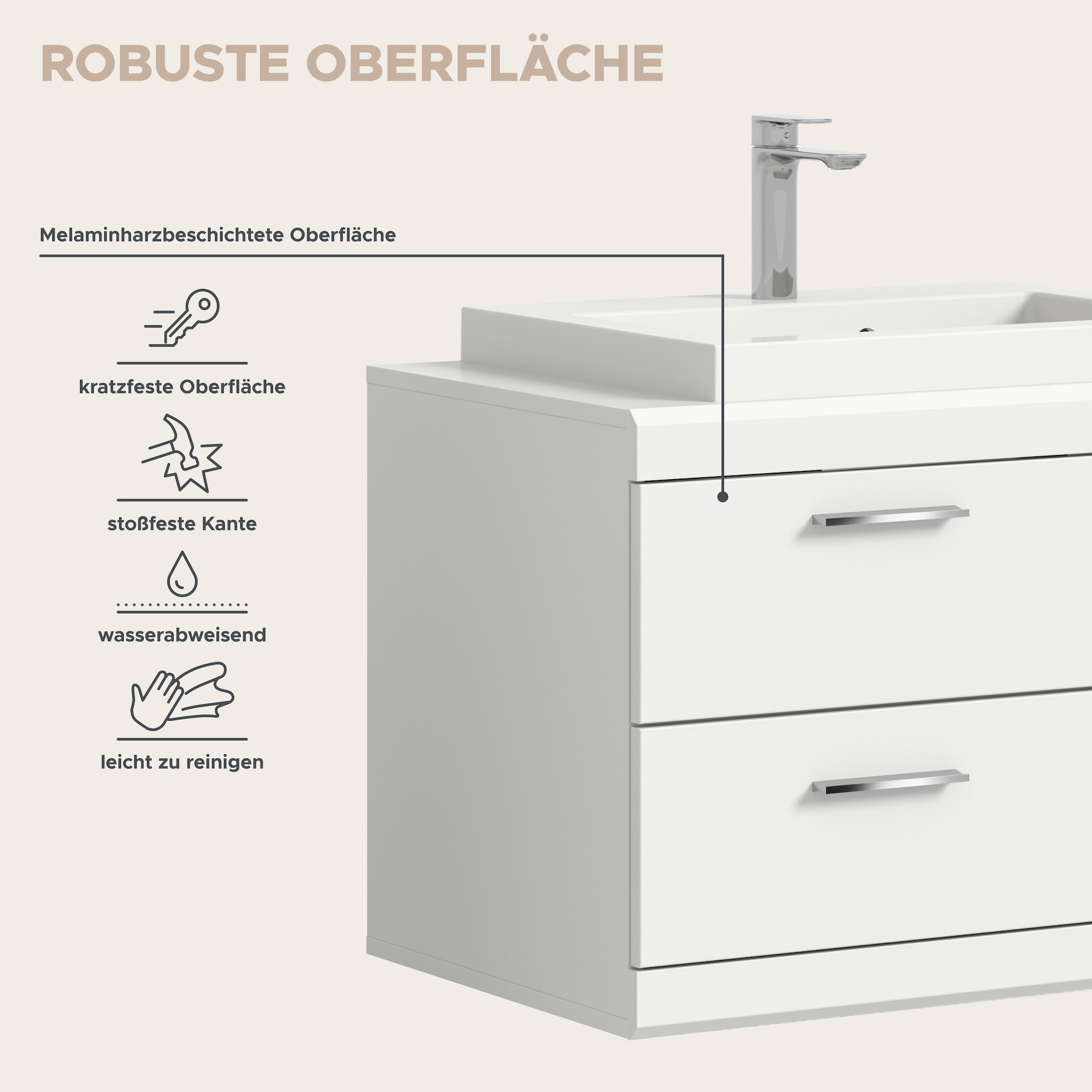 welltime Badmöbel-Set »SIENA, 3-tlg., Waschtisch inkl. WB, Spiegelschrank & Hochschrank«