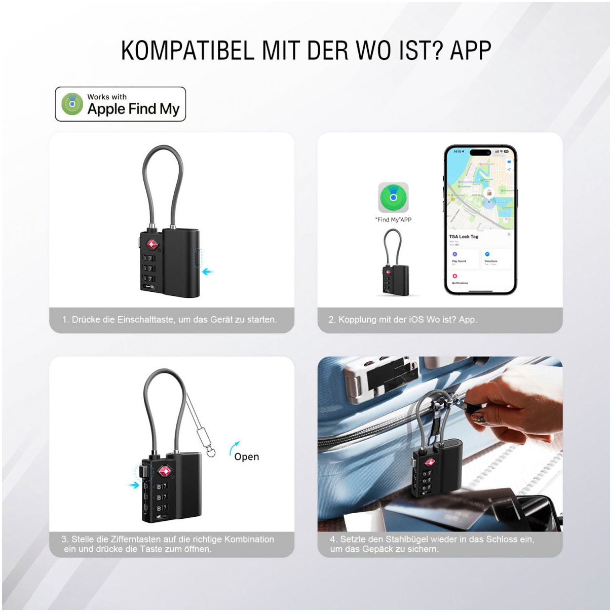 4smarts GPS-Tracker »Standort-Finder SkyTag TSA Lock«