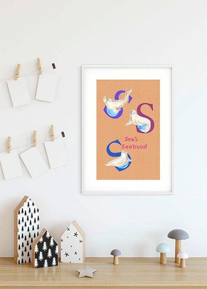 Komar Poster »ABC Animal S«, Buchstaben, (1 St.), Kinderzimmer, Schlafzimmer, Wohnzimmer