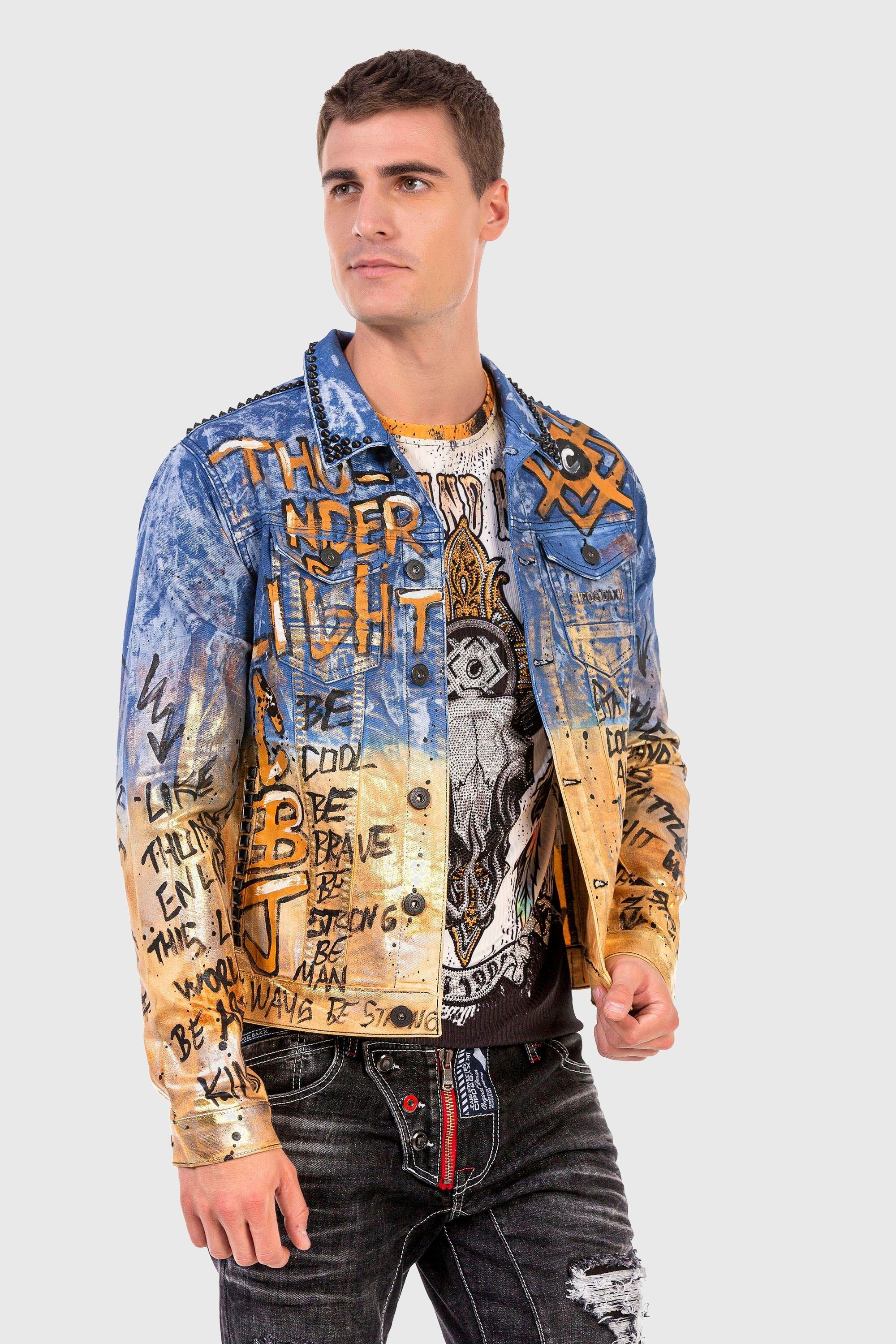 Cipo & Baxx Jeansjacke »Jacke«, ohne Kapuze, mit coolem Allover-Motiv