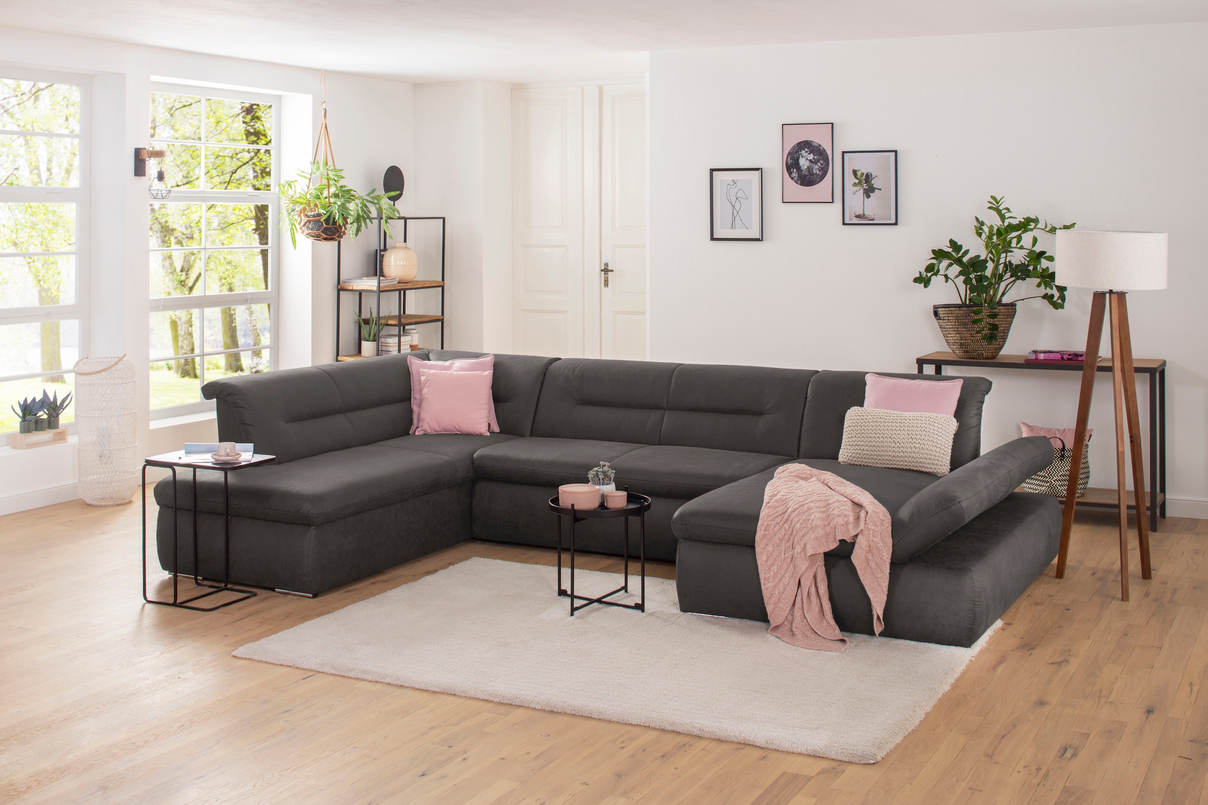 Home affaire Wohnlandschaft "Avesa U-Form" Wahlweise mit Armteilverstellung günstig online kaufen