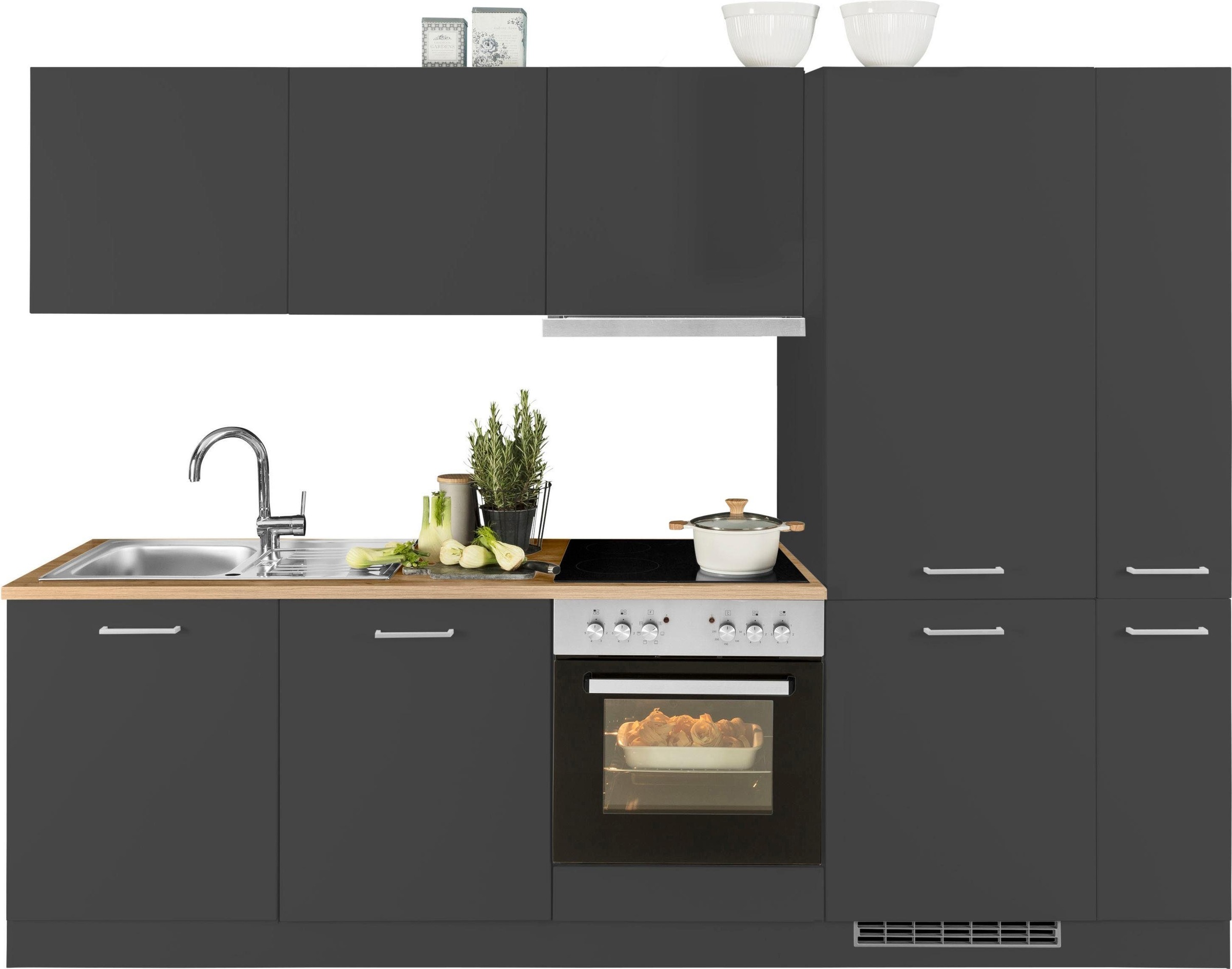 KOCHSTATION Küchenzeile "KS-Kehl", mit E-Geräten, Breite 270 cm, inkl. Kühl günstig online kaufen