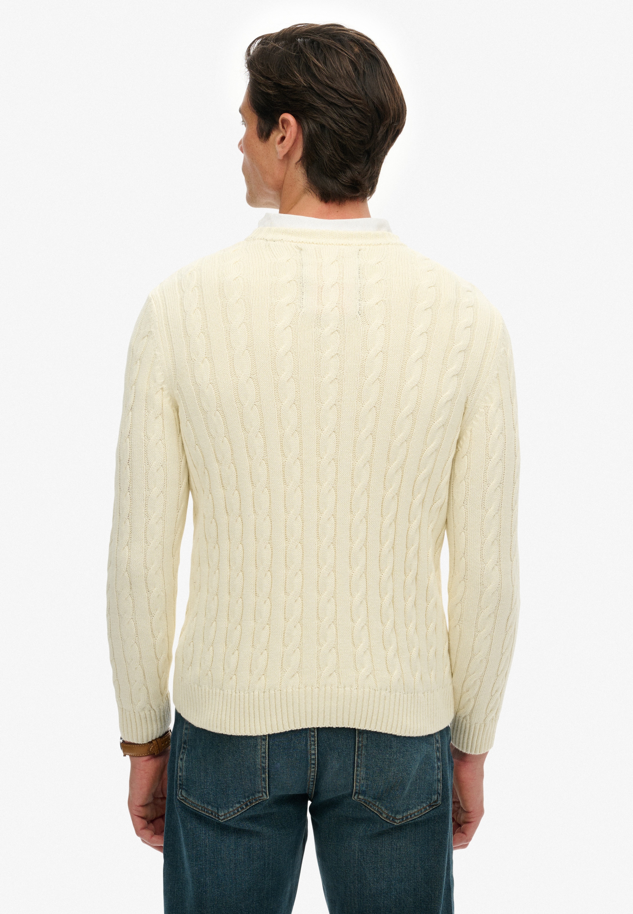Superdry Rundhalspullover »COTTON CABLE KNIT CREW« Baumwolle, slim fit