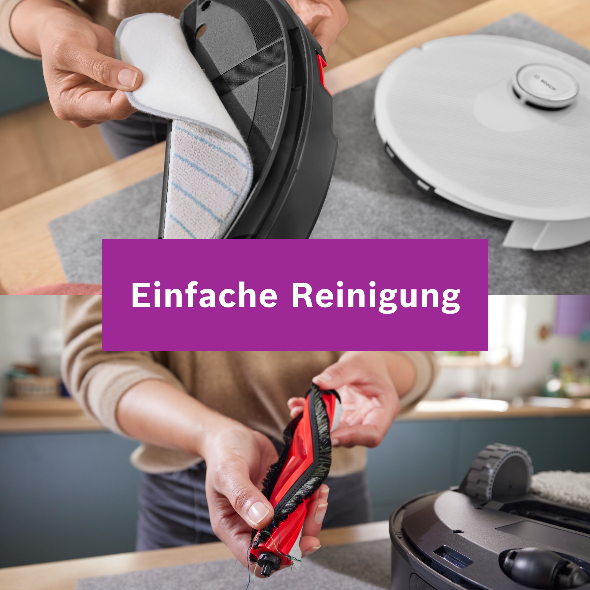 BOSCH Saugroboter »Spotless BCRD1W, Saugroboter mit Wischfunktion, 11.000 Pa Saugkraft« Trocken-Servicestation, Infrarot Navigation, Carbon Bürste