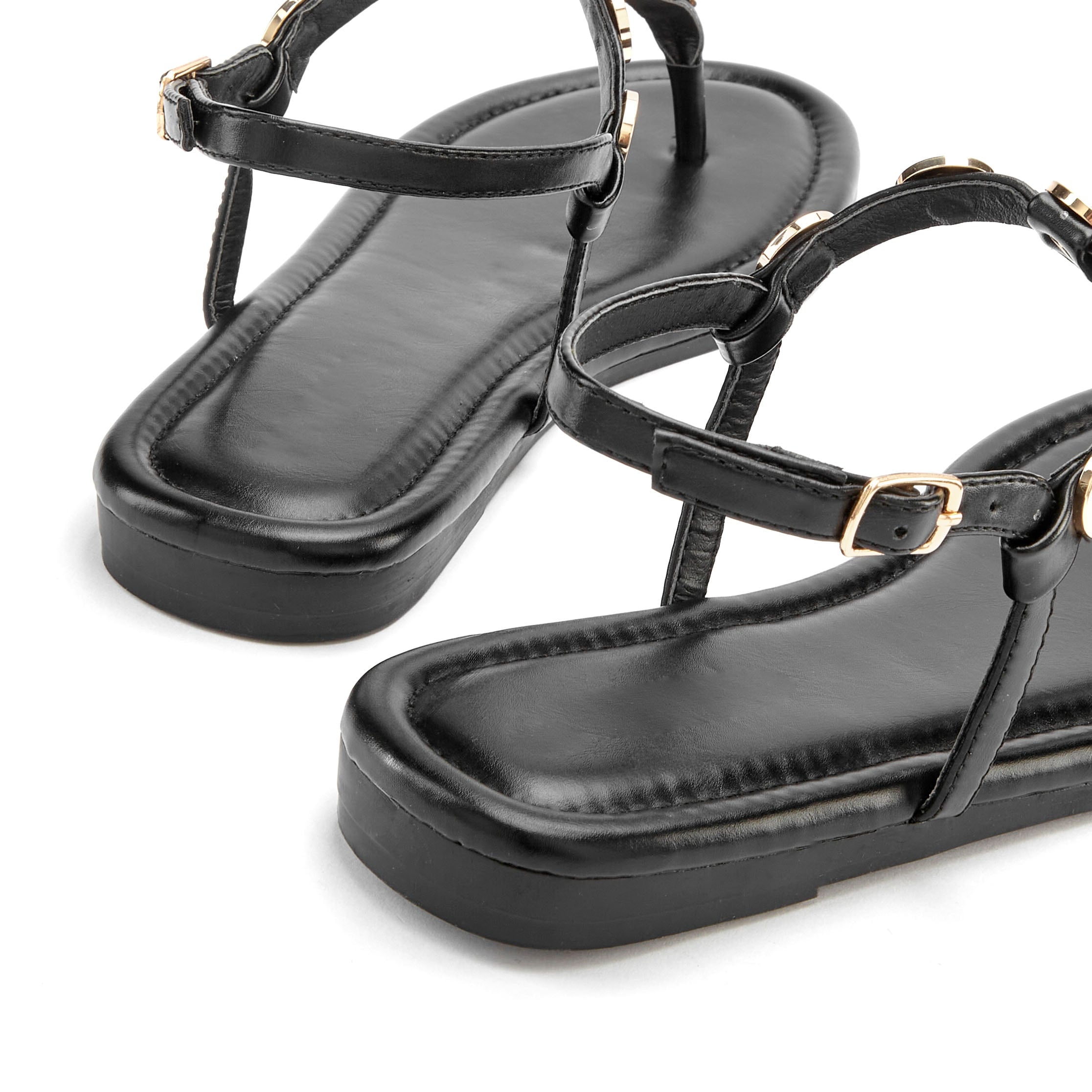 Vivance Sandale »Sommerschuh«, Zehentrenner mit goldfarbenen Schmuckelementen VEGAN