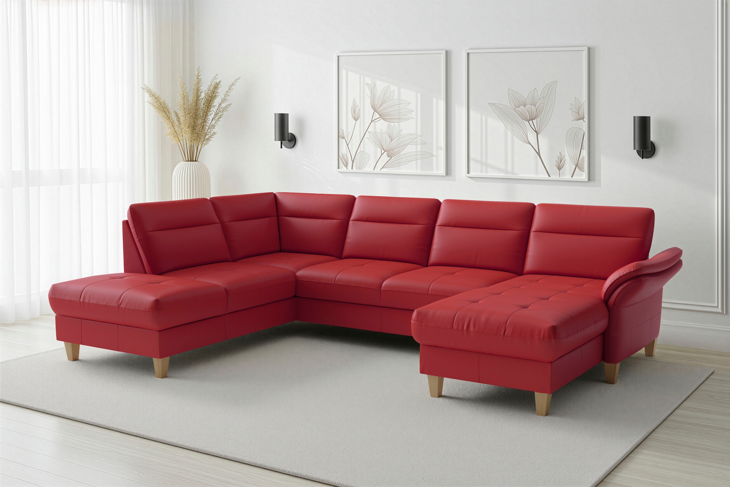 sit&more Wohnlandschaft "Pamela U-Form, B: 292 cm, optional Schlaffunktion & Bettkasten, Leder"
