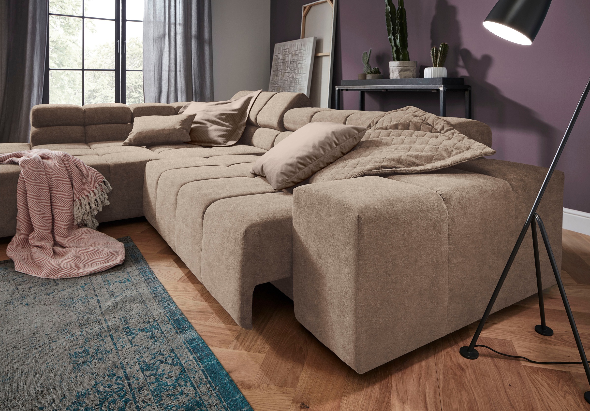INOSIGN Ecksofa »Ancona incl. Kopfteilverstellung, OTTOs Choice, Breite 319cm, L-Form«, wahlweise motorische Sitztiefenverstellung, auch in Cord + Easy Care